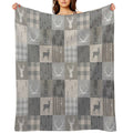 Rustic Woodland Patchwork - Grey And Beige Premium Throw Blanket
