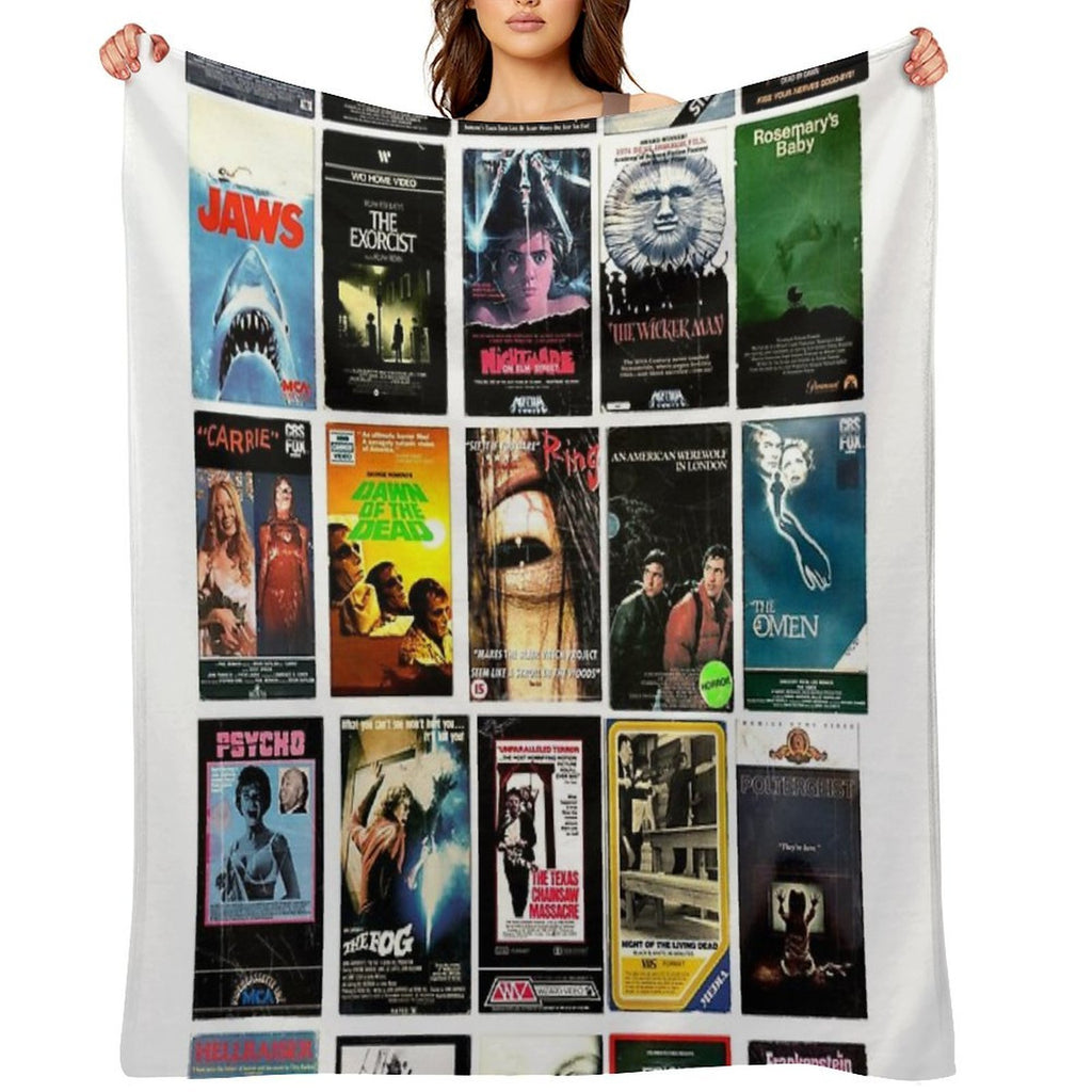 Horror Movie Classics - Cult Films - Vintage VHS Collection Travel-friendly Throw Blanket