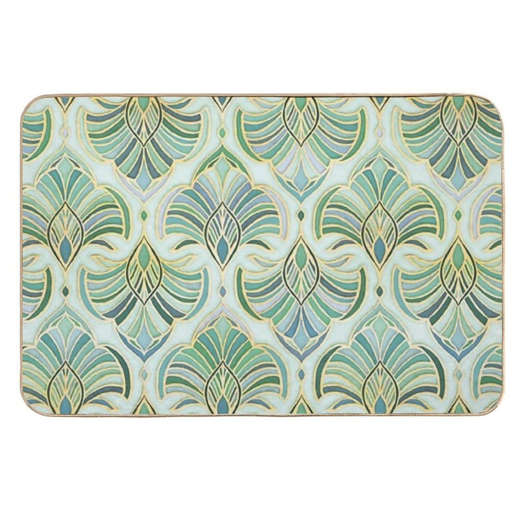 Jade Enamel Art Deco Fans  Absorbent Bath Mat
