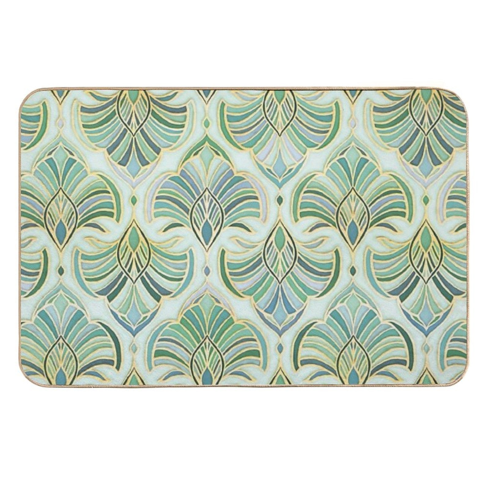 Jade Enamel Art Deco Fans  Absorbent Bath Mat