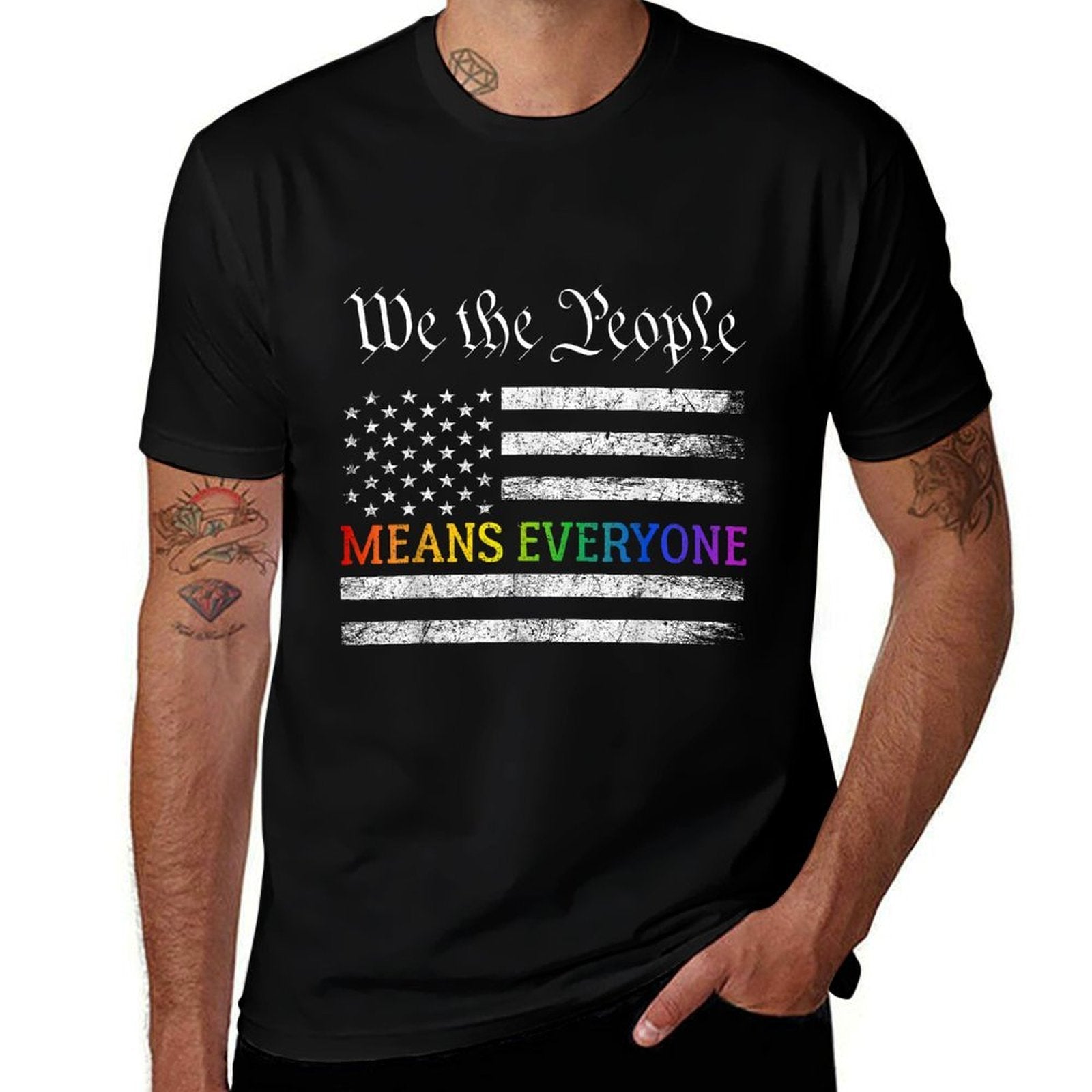 We The People Means Everyone US Constitution LGBT Pride  Oversized Silhouette T-Shirt