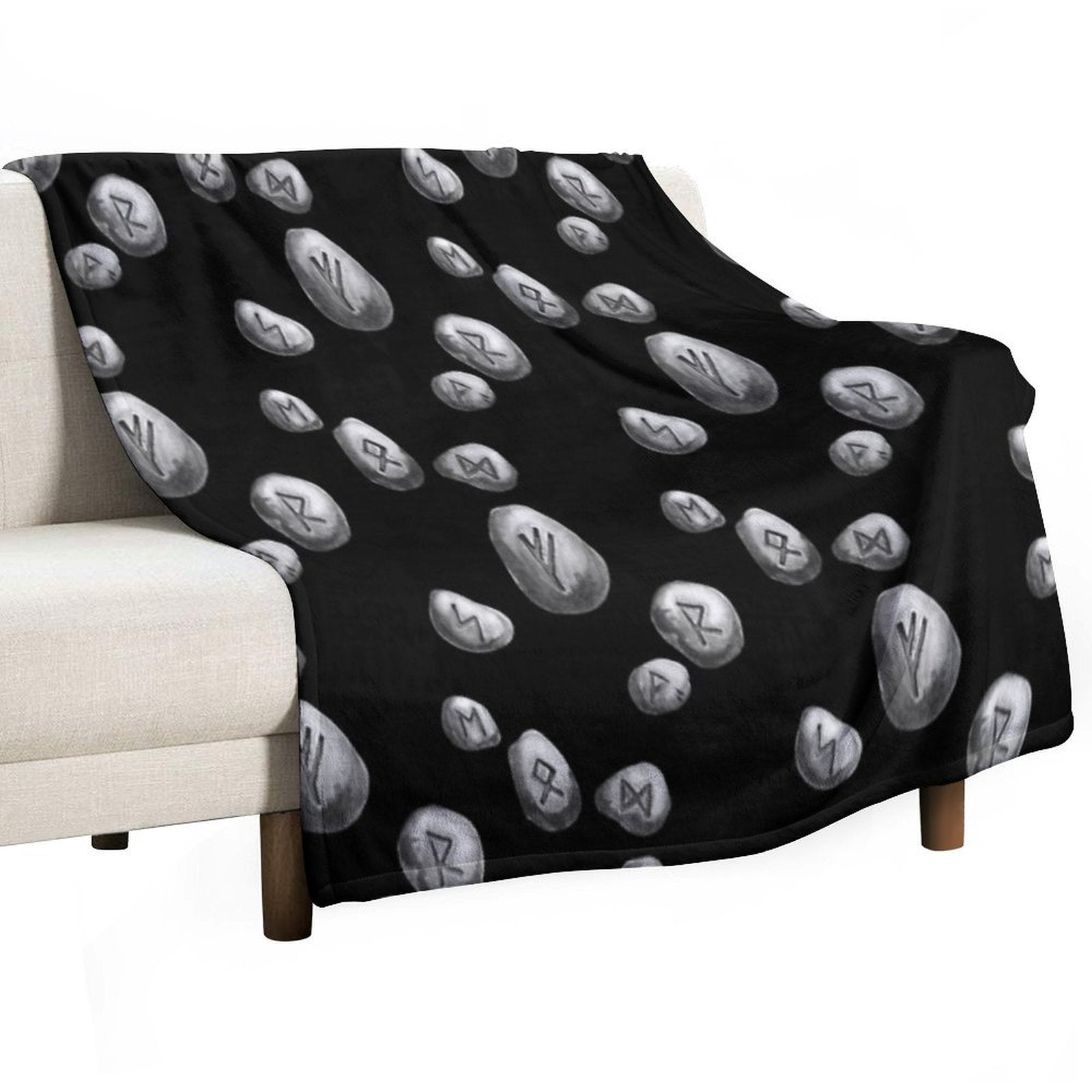Runestones on Black Eco-conscious Throw Blanket