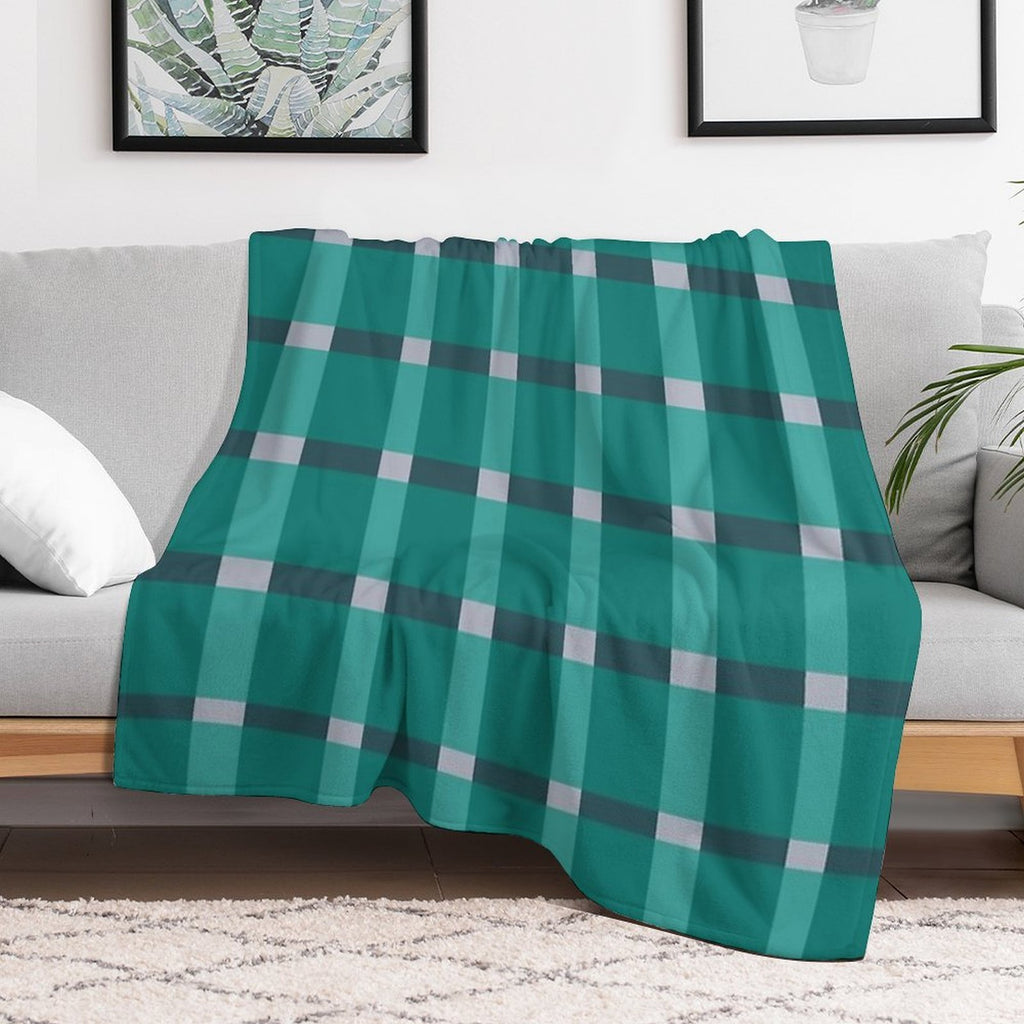 Plaid Design of Dark Green Hues Eco-conscious Throw Blanket