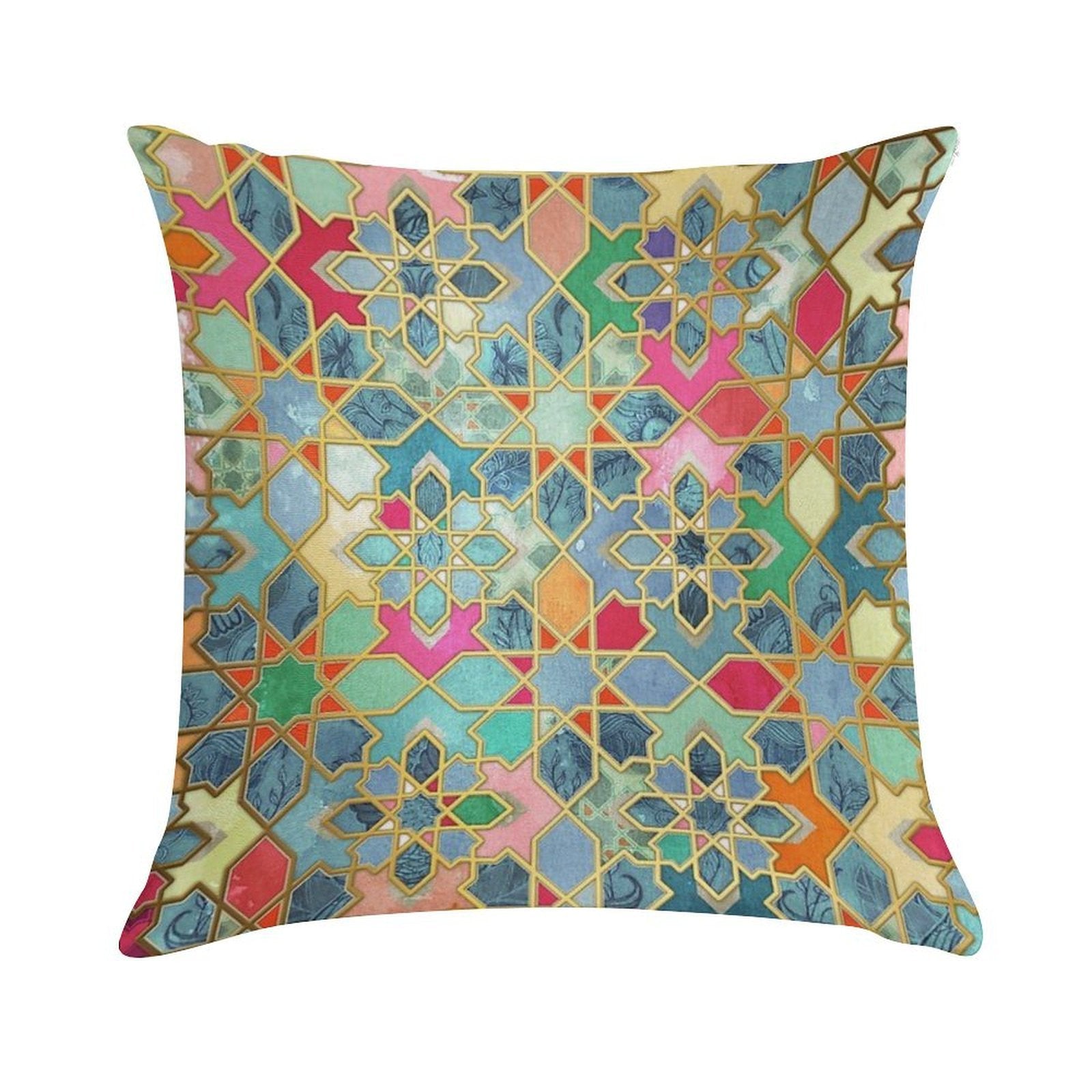 Gilt & Glory - Colorful Moroccan Mosaic Soft Anti-Pilling Throw Pillow