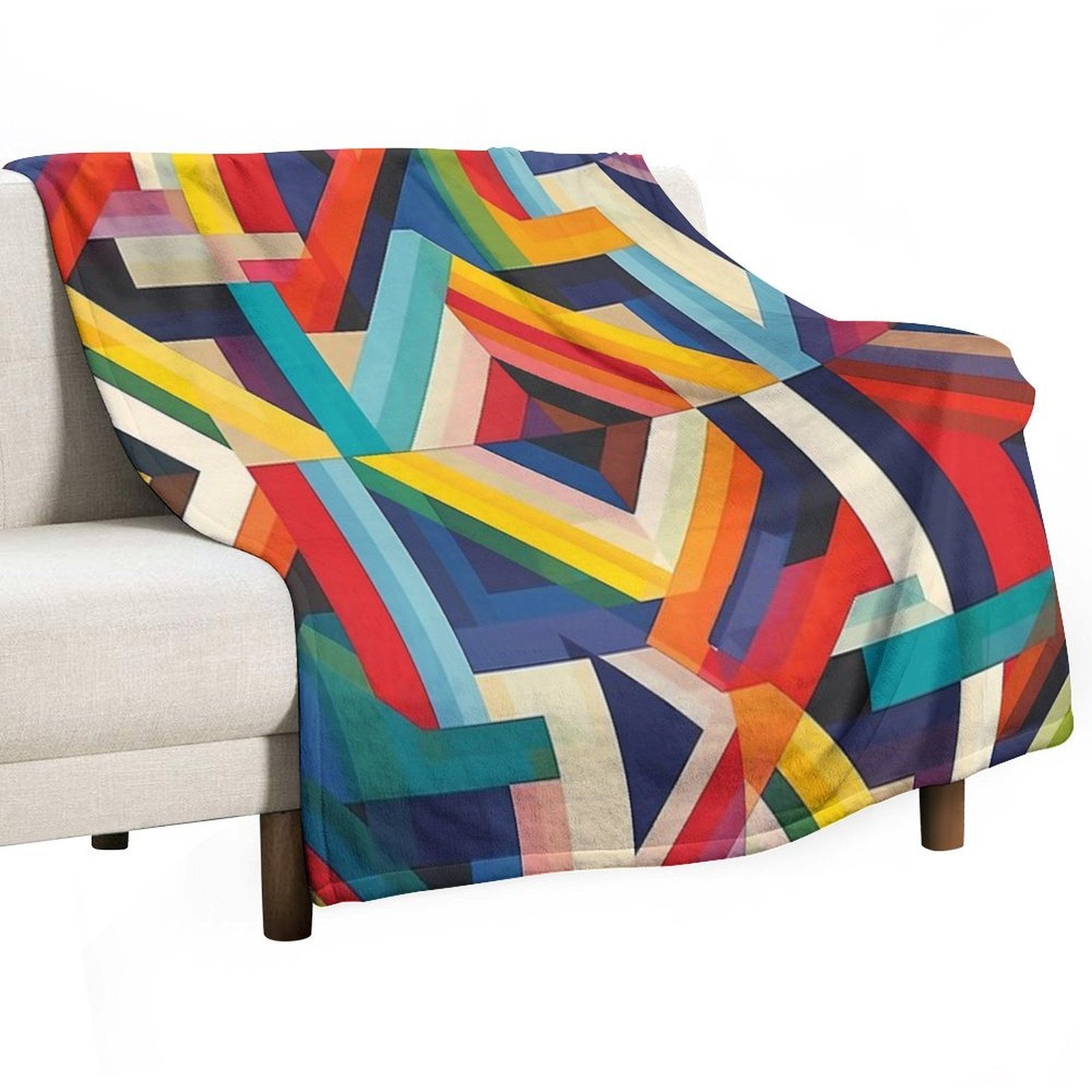 Geometric Patterns in Rainbow Colors V.4 Durable Throw Blanket