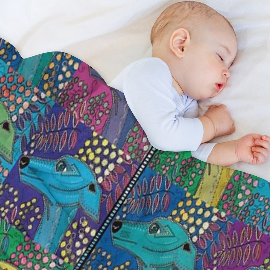 FUNKY WHIPPET PATCHWORK Multi-functional Throw Blanket