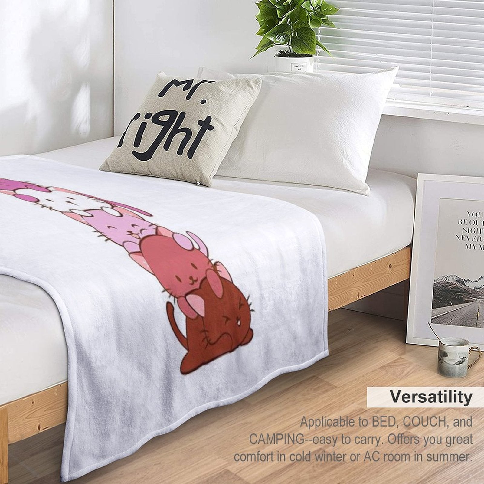 Lesbian Pride Flag Kawaii Cats Quick-dry Throw Blanket