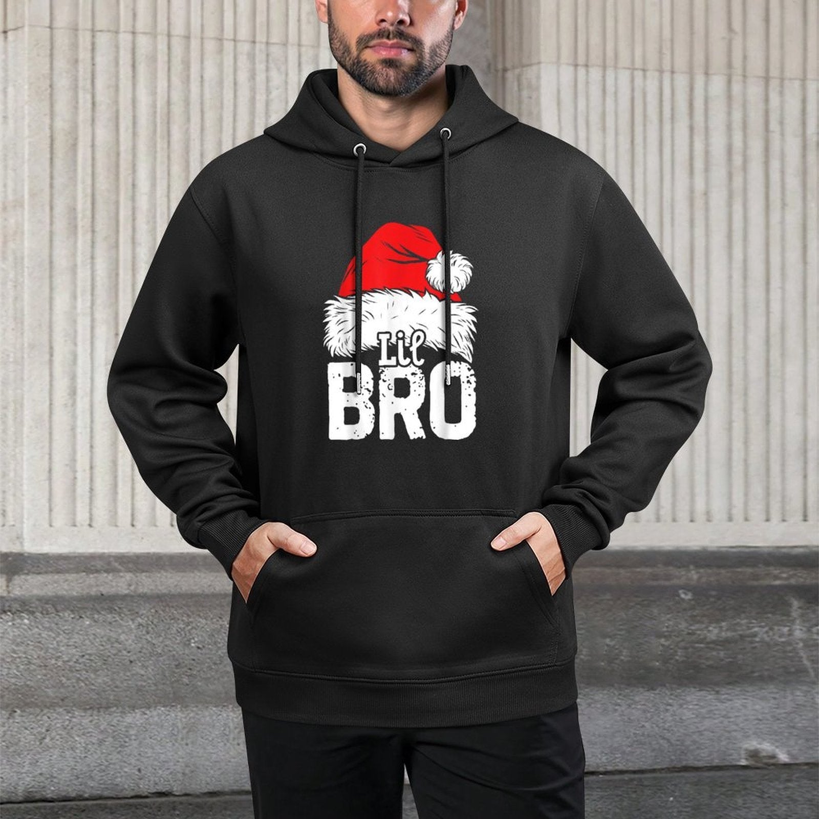 Little Brother Santa Christmas Family Matching Pyjamas Xmas Customizable Surface Hoodie