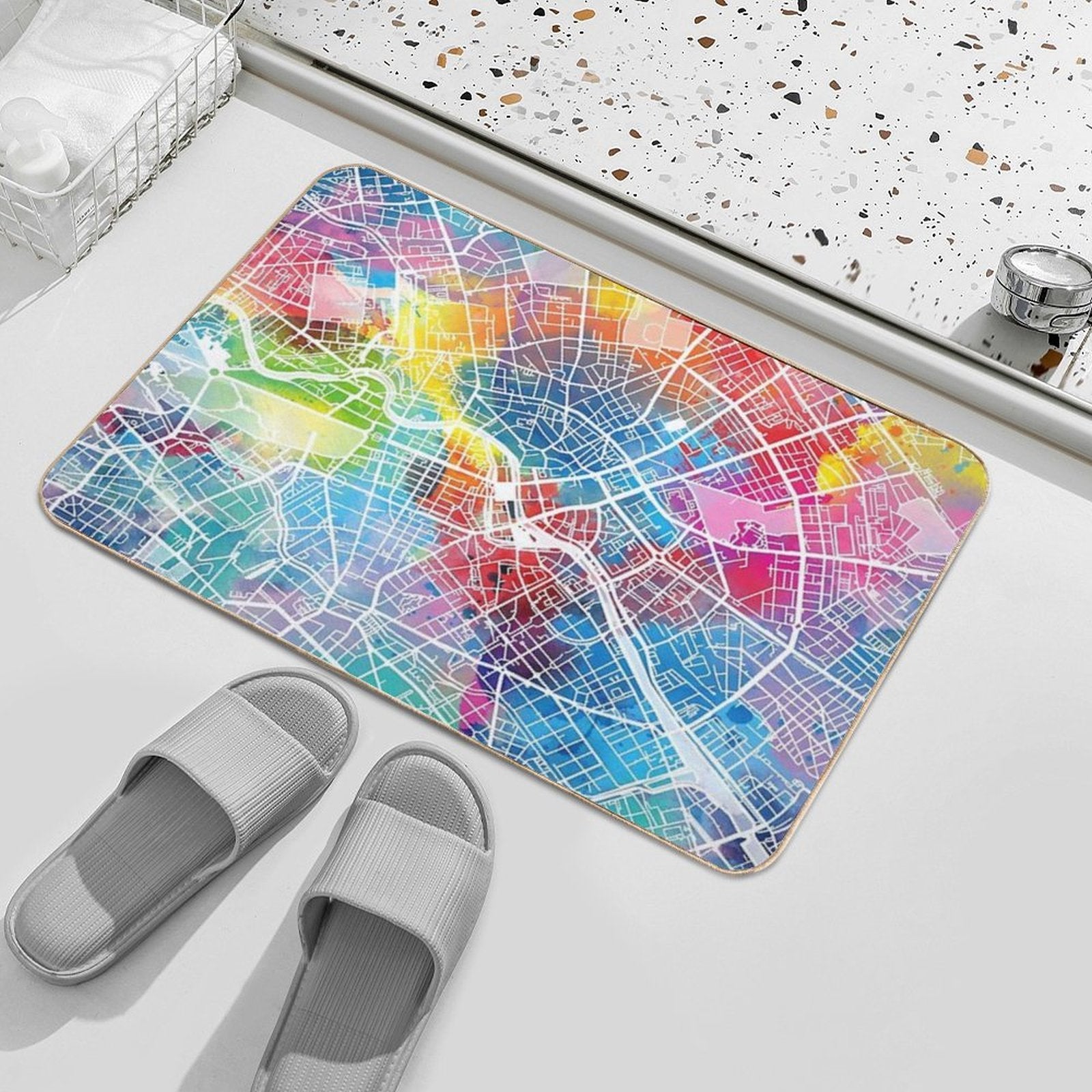 Berlin Map  Easy Maintenance Bath Mat