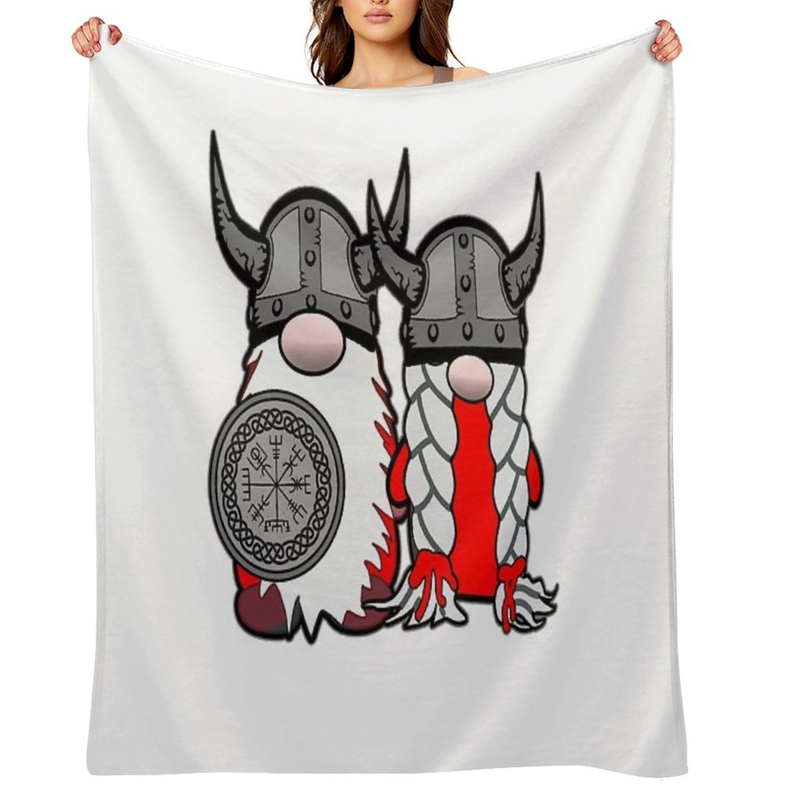 Cute Nordic Gnomes Viking Tomte Couple Scandinavian Nisse Wrinkle-free Throw Blanket
