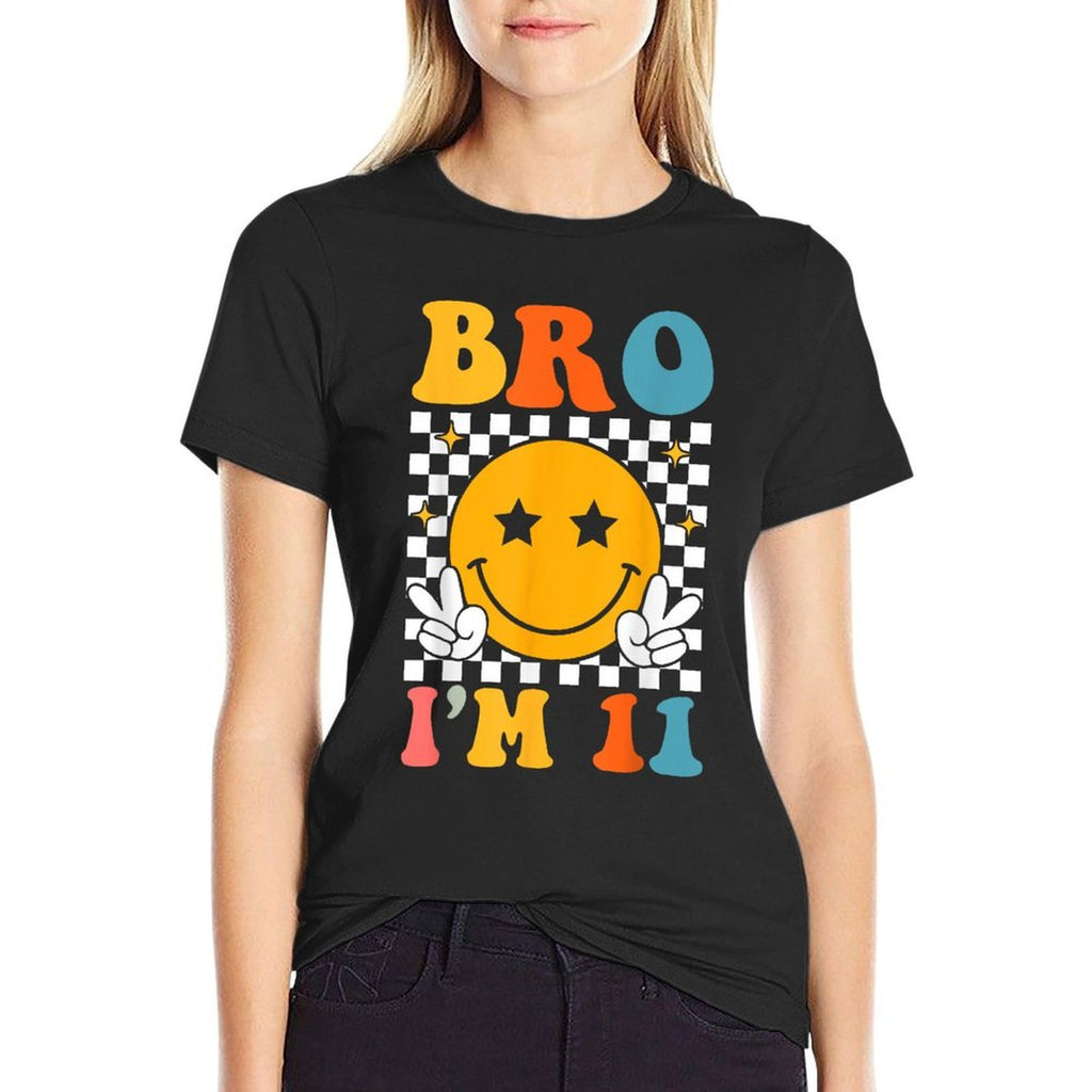Bro I’m 11 Groovy 11th Birthday 11 Year Old Birthday  Odor-resistant T-Shirt