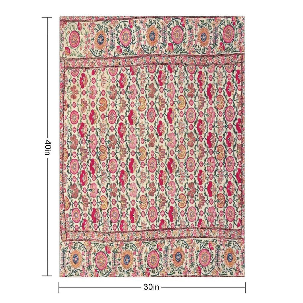 Vintage India Embroidered Textile, 17th Century Wrinkle-free Throw Blanket