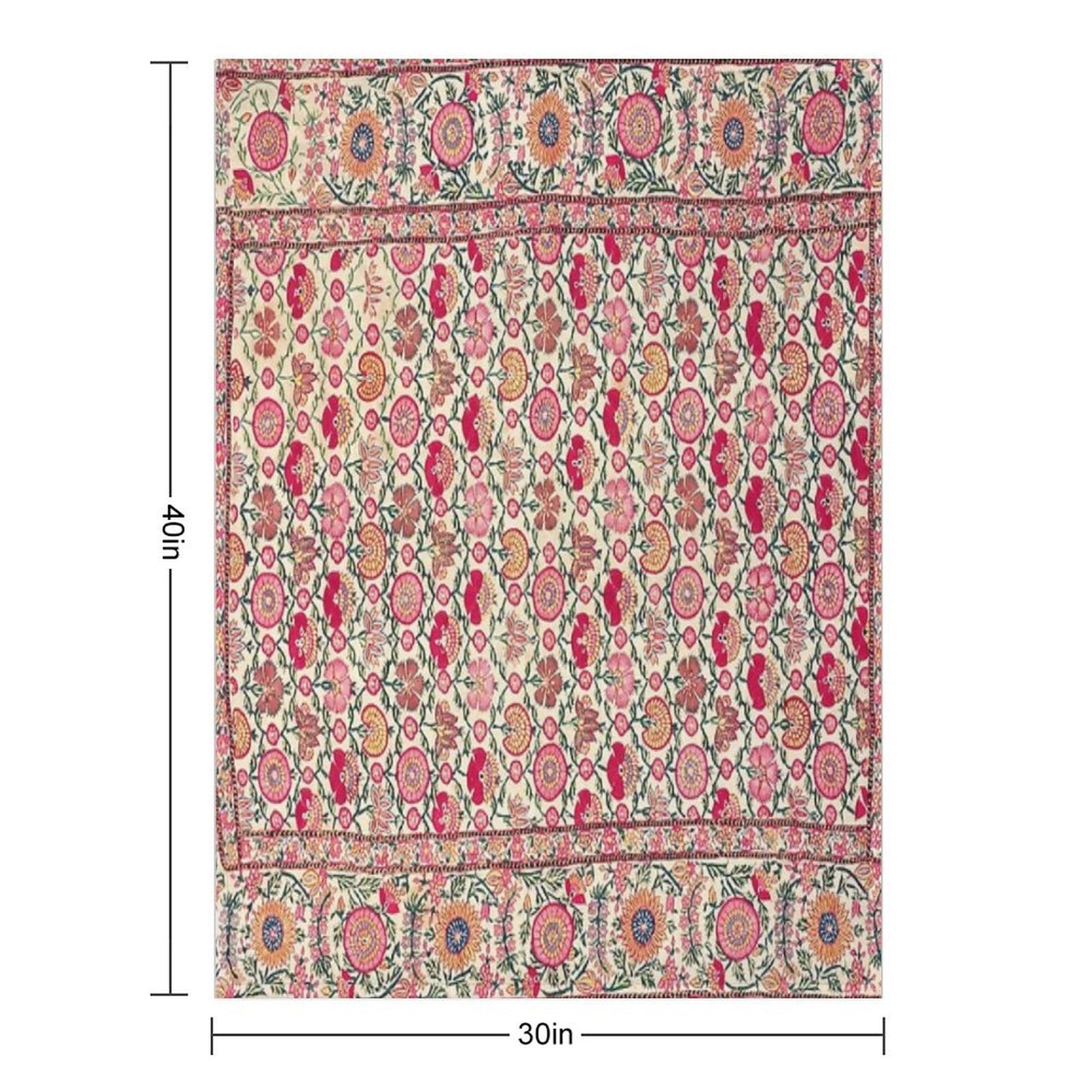 Vintage India Embroidered Textile, 17th Century Wrinkle-free Throw Blanket