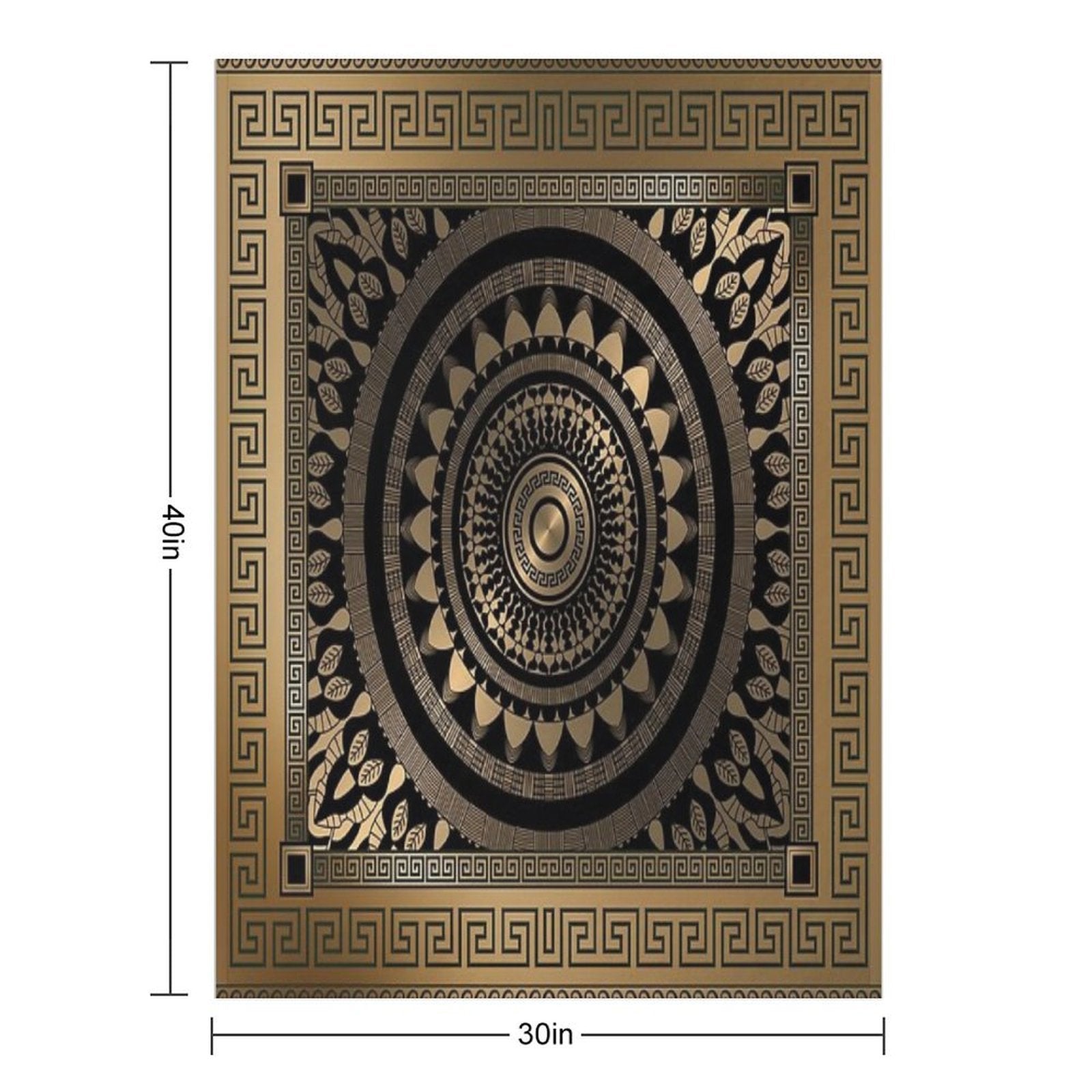 Ornate Baroque Silver Black Bronze Greek Keys Border Comfort Throw Blanket