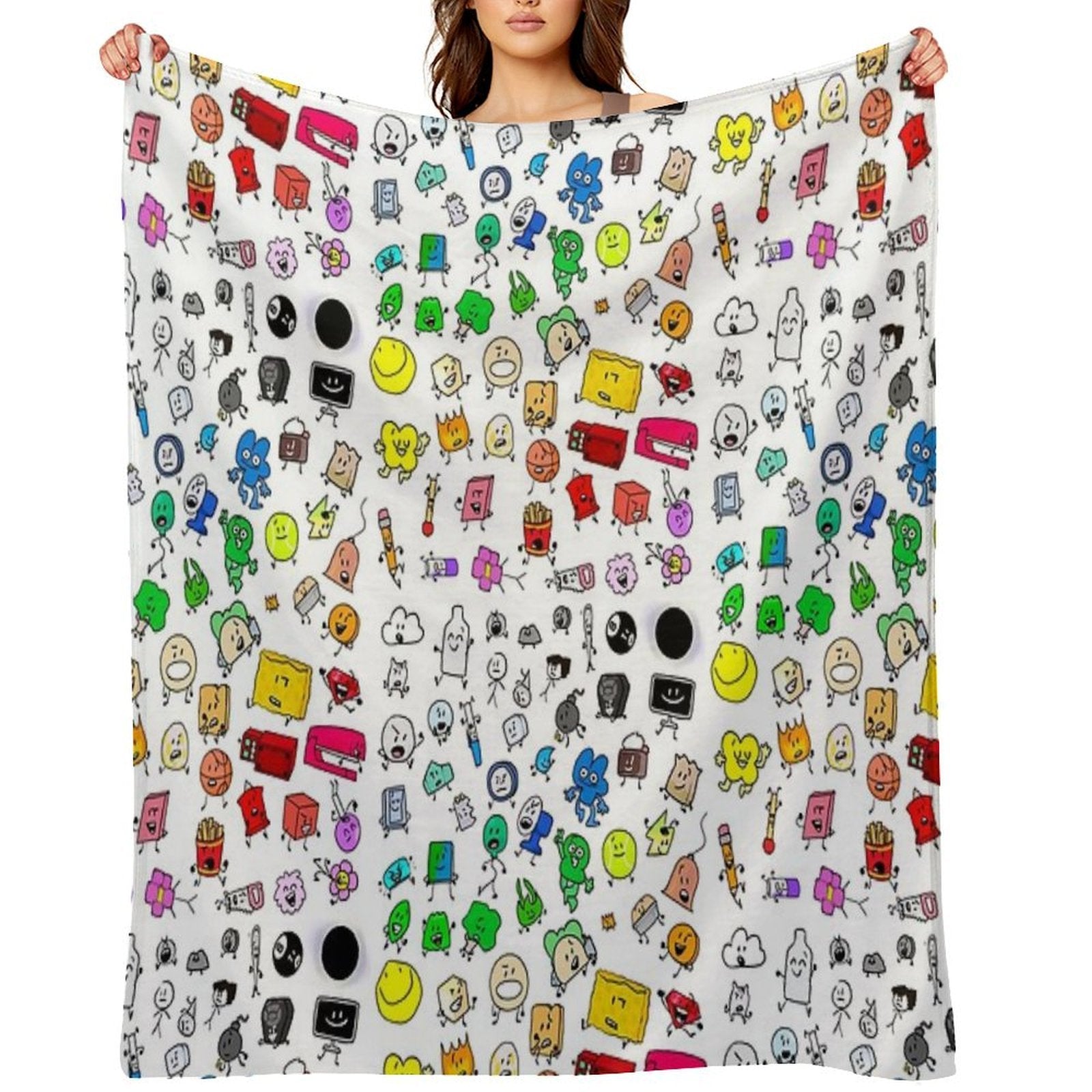 BFDI All Characters (Transparent) Easy Care Throw Blanket
