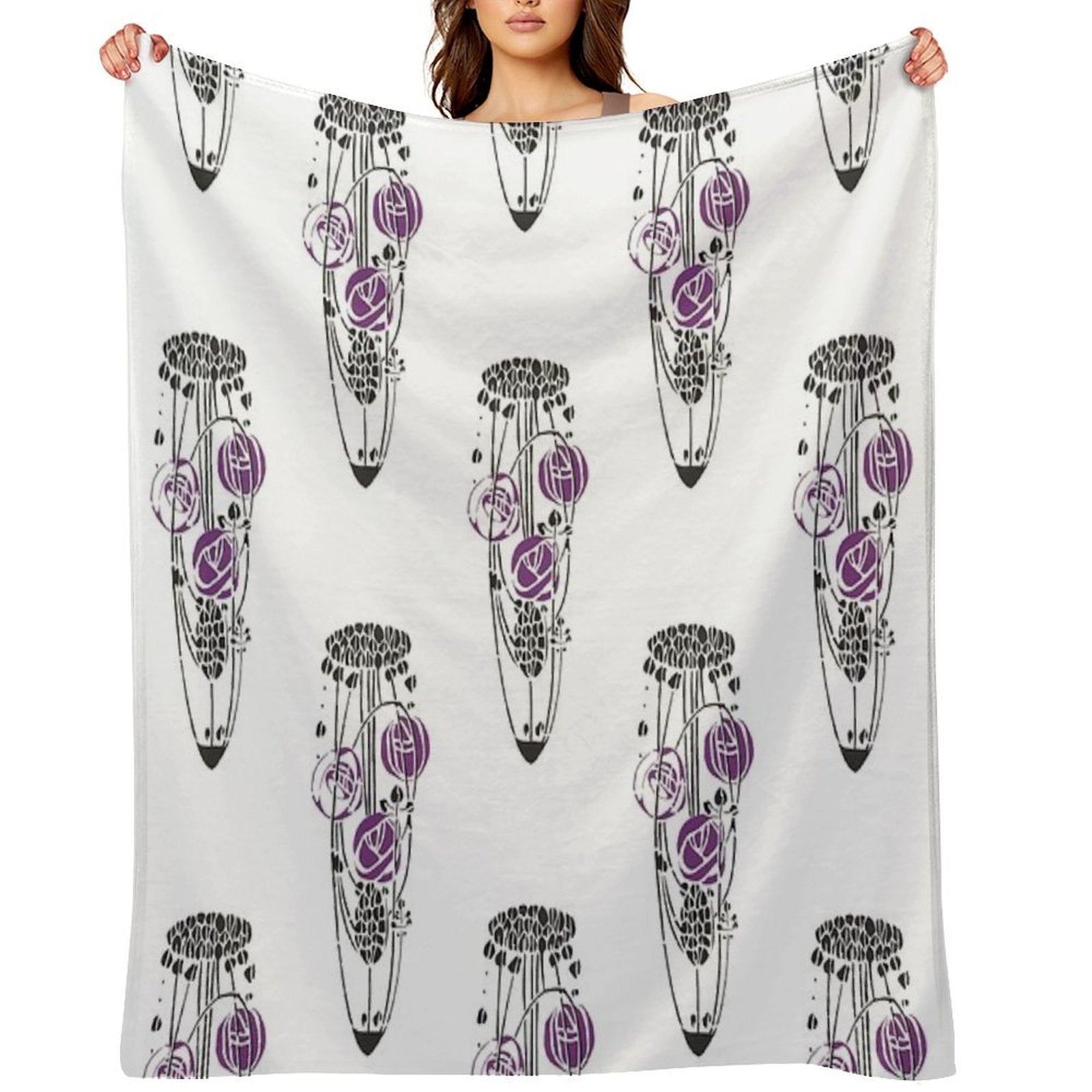 Charles Rennie Mackintosh Roses 4. Gift-ready Throw Blanket