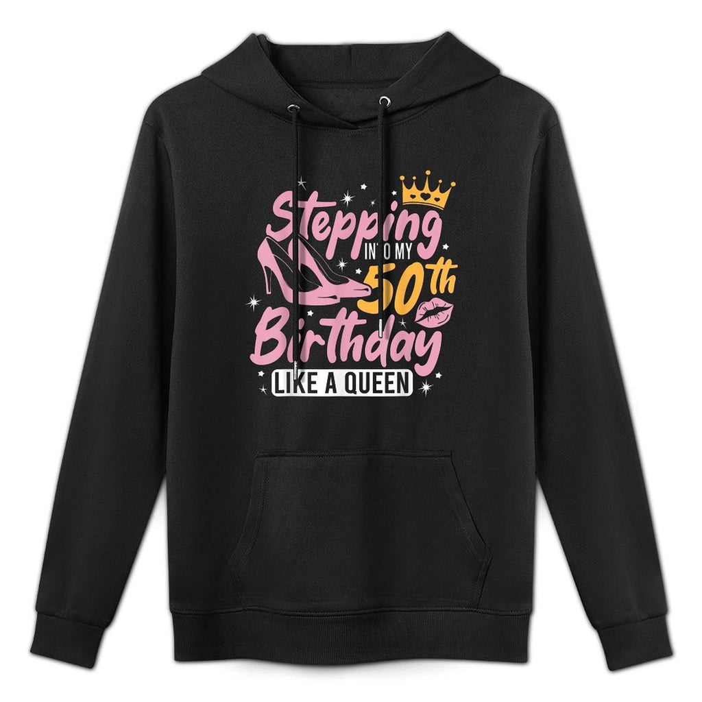 50th Birthday Like A Queen, 50 Years Old Woman Birthday Medium-Weight Fabric Hoodie