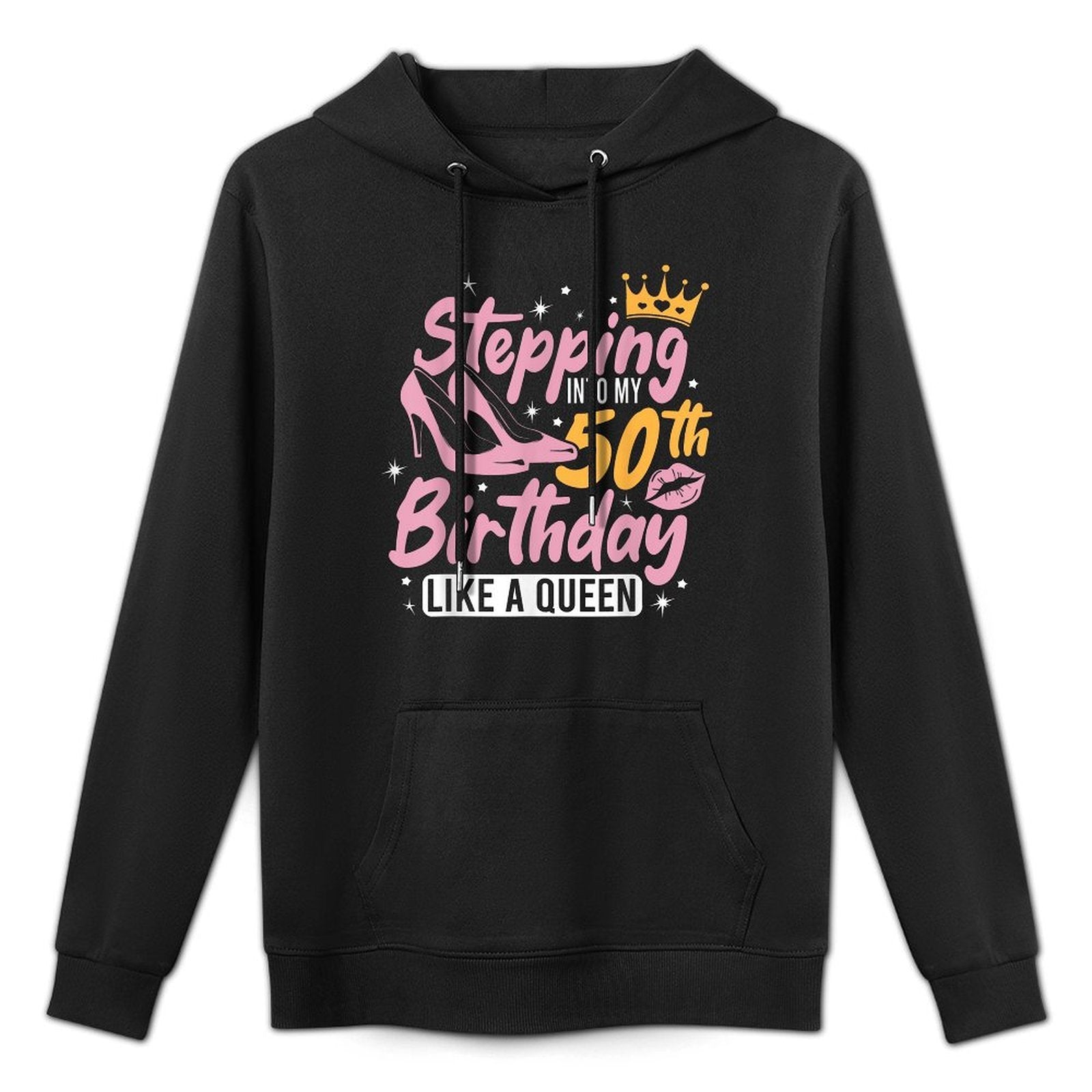 50th Birthday Like A Queen, 50 Years Old Woman Birthday Medium-Weight Fabric Hoodie