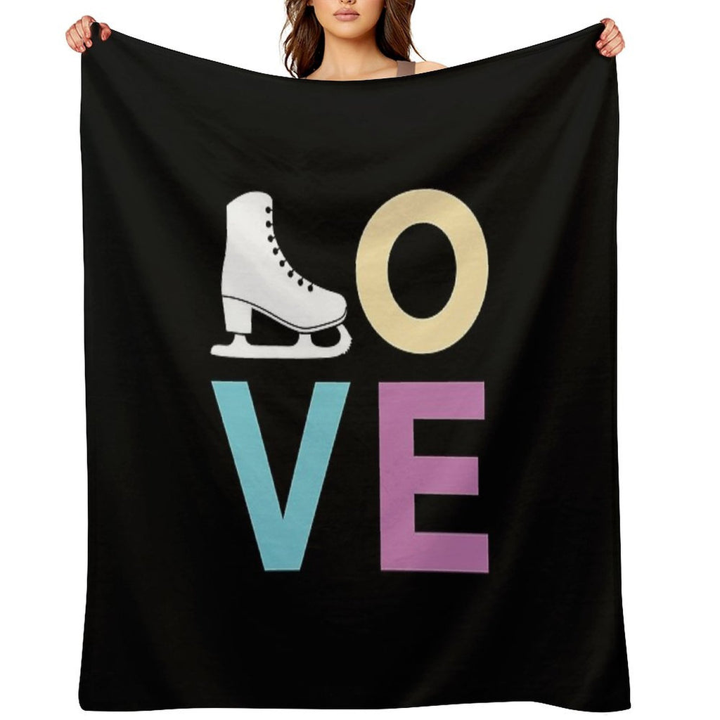 Cute Figure Skating Gift - LOVE And A Figure Skate Eco-conscious Throw Blanket