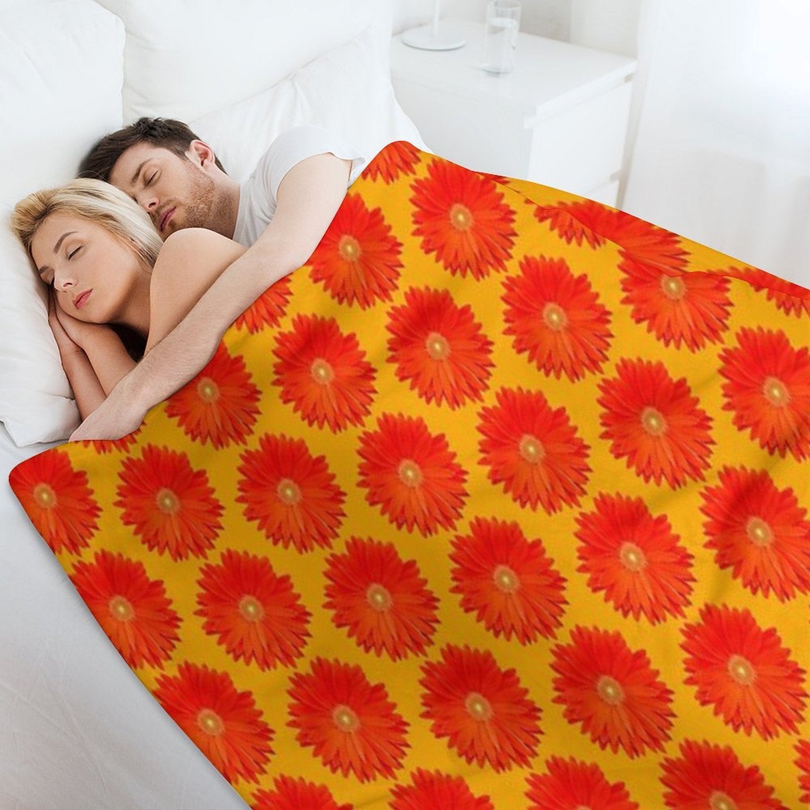 Orange Gebera Flower Anti-pilling Throw Blanket