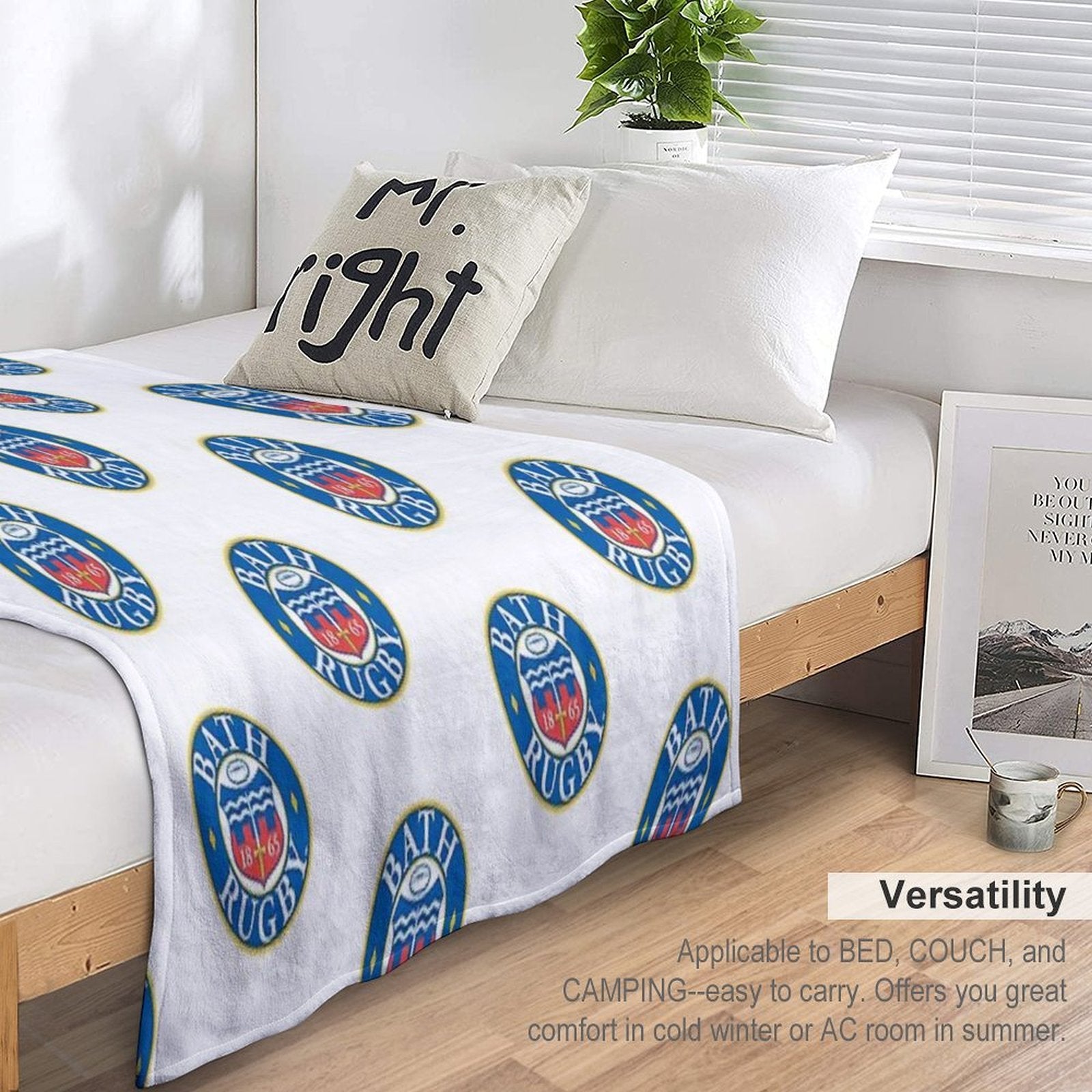 Bath Rugby Plush Throw Blanket