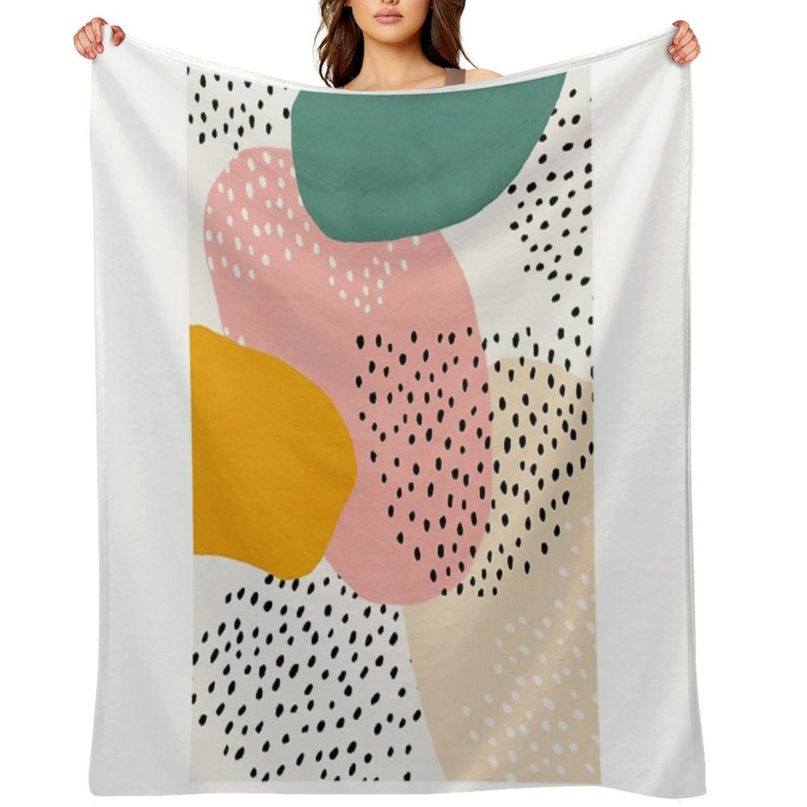 Abstract, Mid Century Modern Kids Wall Art, Nursery Room Lightweight Throw Blanket