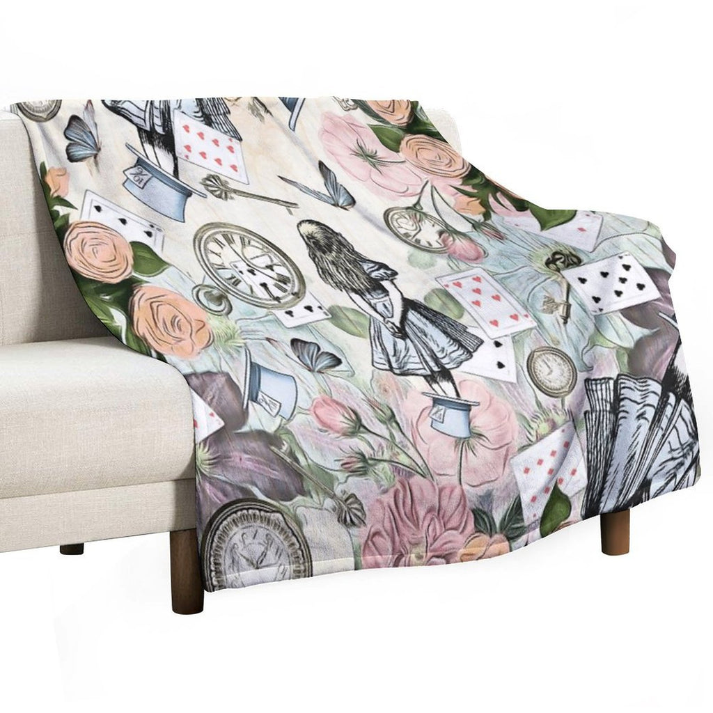 Alice In Wonderland  Collage Shrink-resistant Throw Blanket