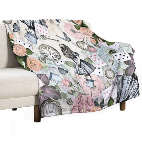 Alice In Wonderland  Collage Shrink-resistant Throw Blanket