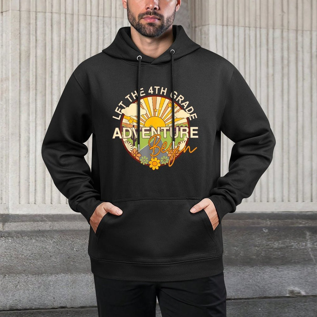 Let The 4th Grade Adventure Begin Back To School Funny Cotton-Polyester Blend Hoodie