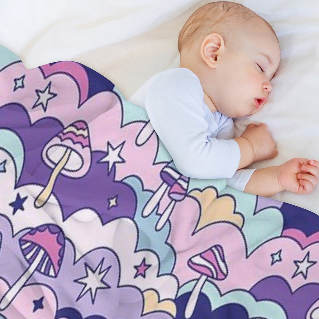 Cosmic Mushrooms Machine-washable Throw Blanket