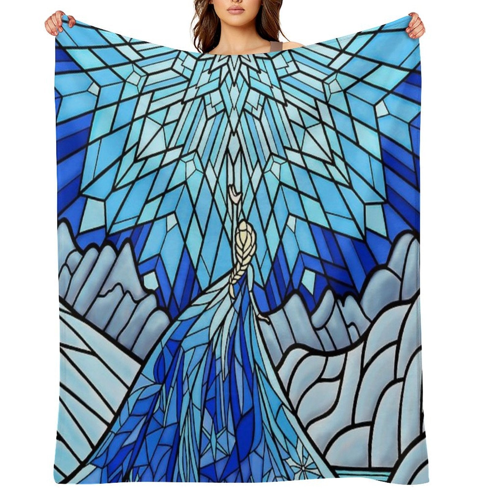 Frozen Fractals in The Stained Glass Window Multi-functional Throw Blanket