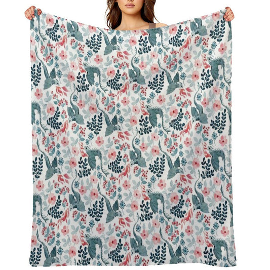 Dragons Pastel Floral Comfort Throw Blanket