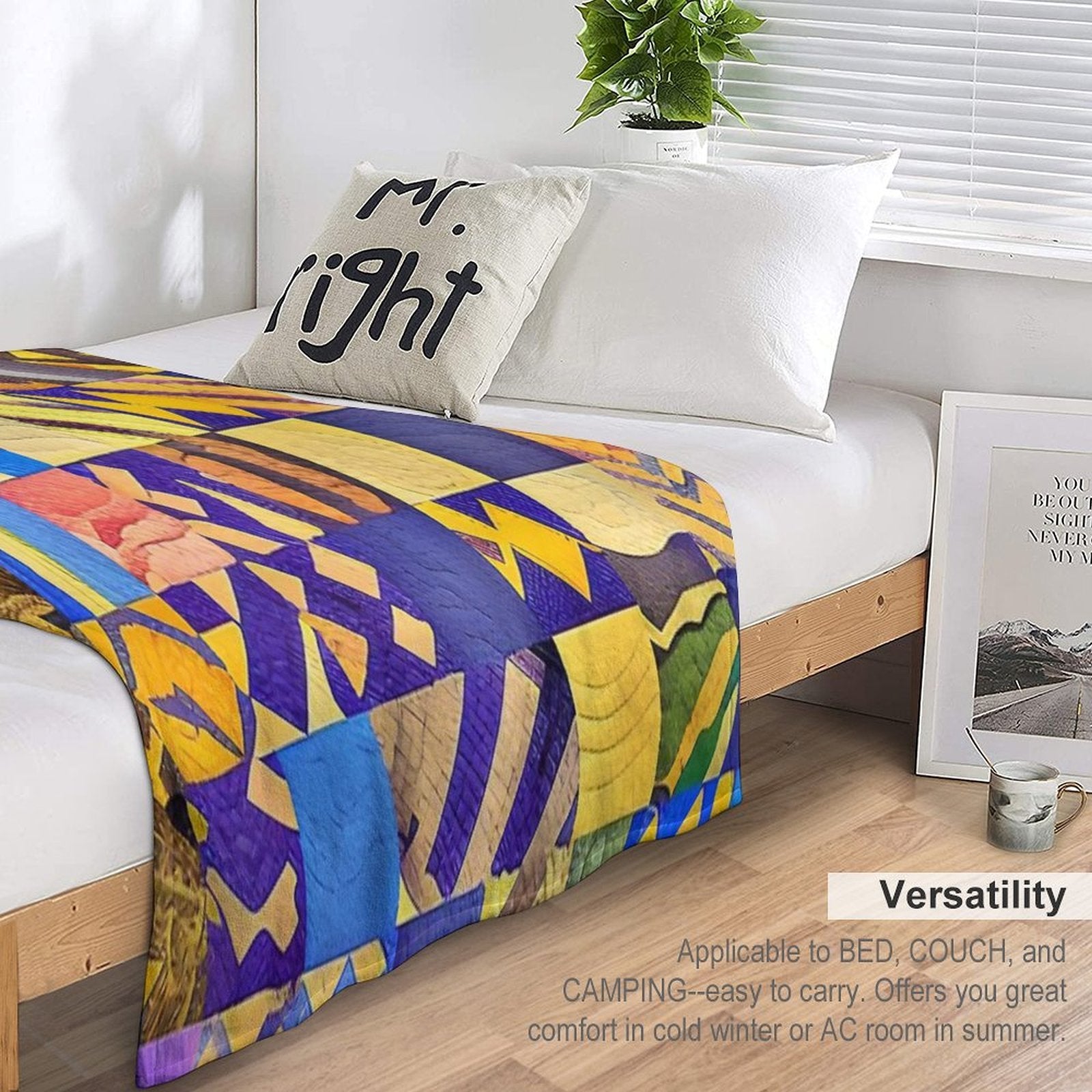 Bright Colors Quilt Inspired Tile Pattern Velvety-soft Throw Blanket