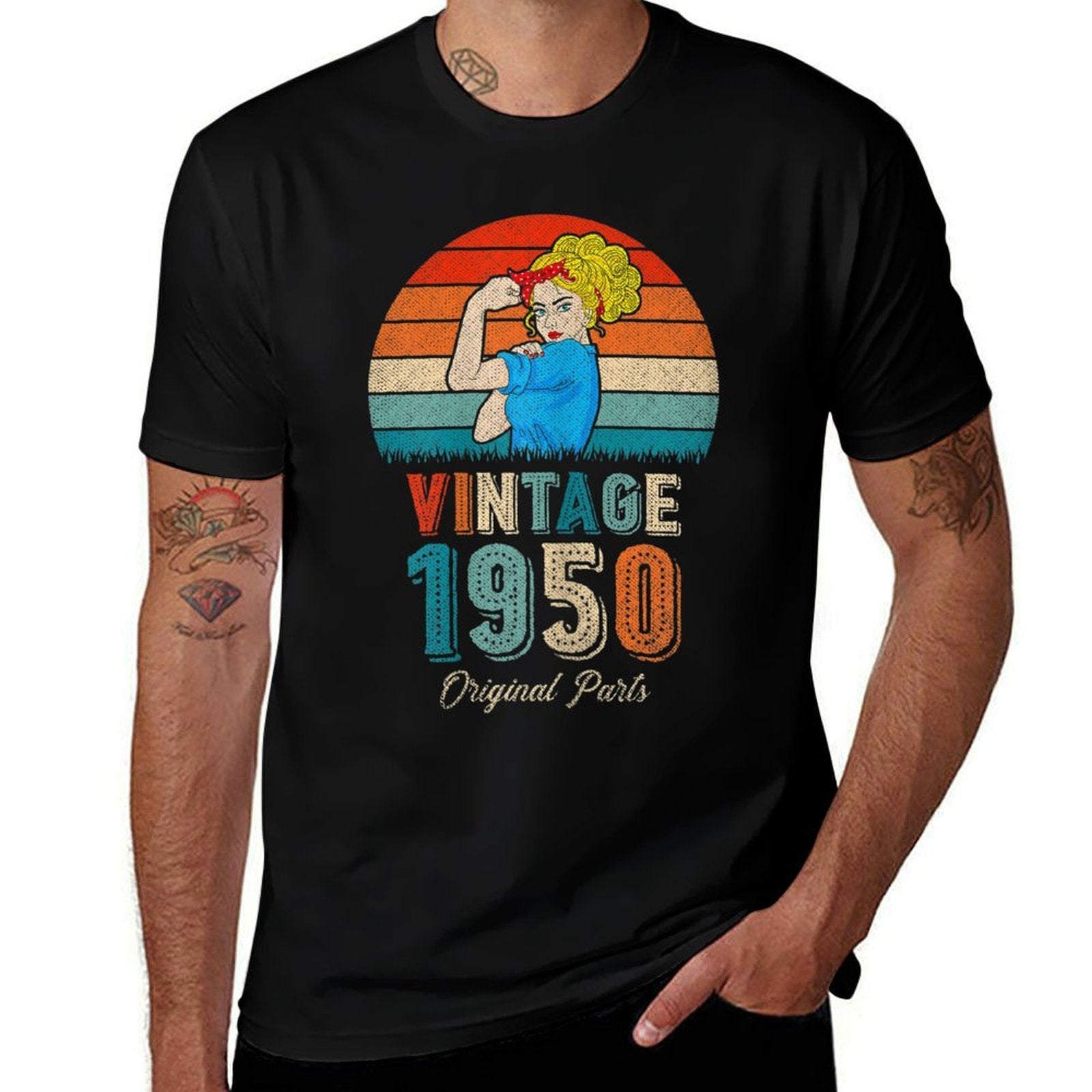Womens 70th Birthday Tshirts For Women Original Parts Vintage 1950  Moisture-wicking T-Shirt