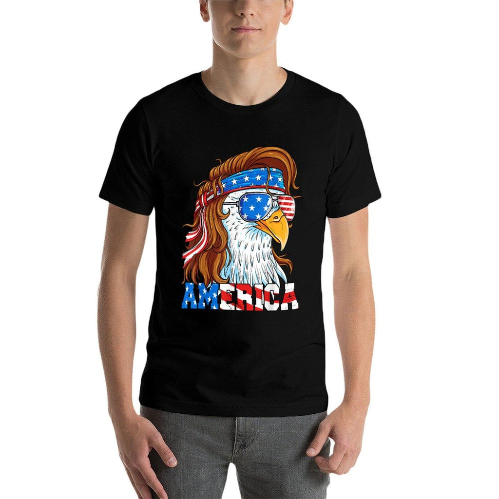 America Eagle 4th of July Mullet American Usa Patriotic  Graphic-printed T-Shirt