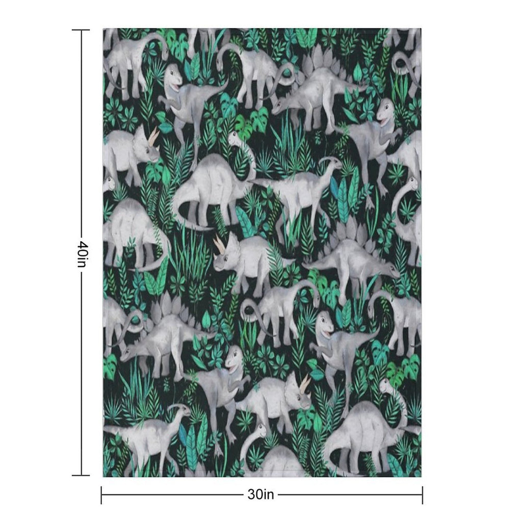 Dinosaur Jungle Sustainable Throw Blanket