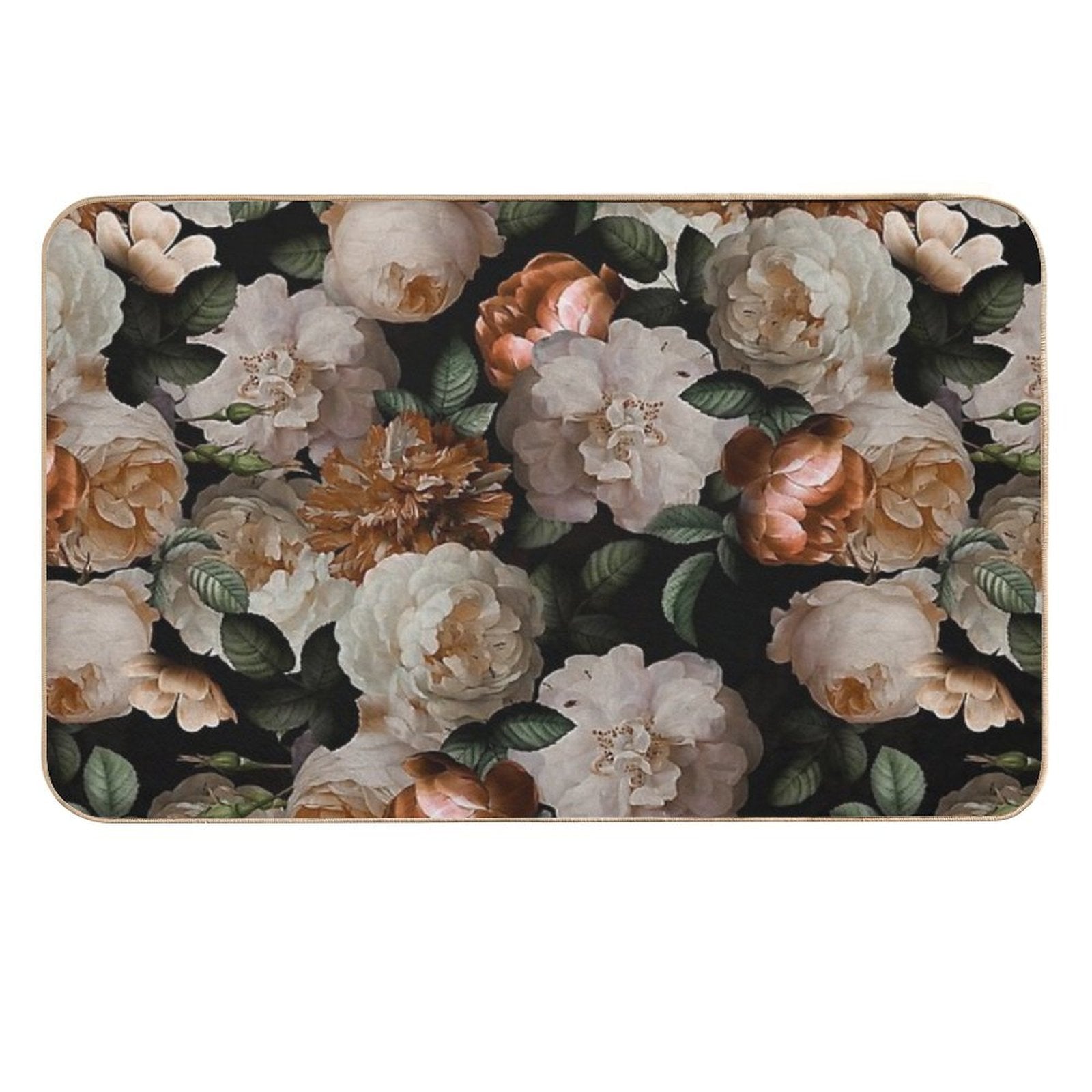 Antique Jan Davidsz. De Heem Lush Roses Flowers On Black Botanical Night GardenPattern Nightgarden  Slip-Resistant Bath Mat