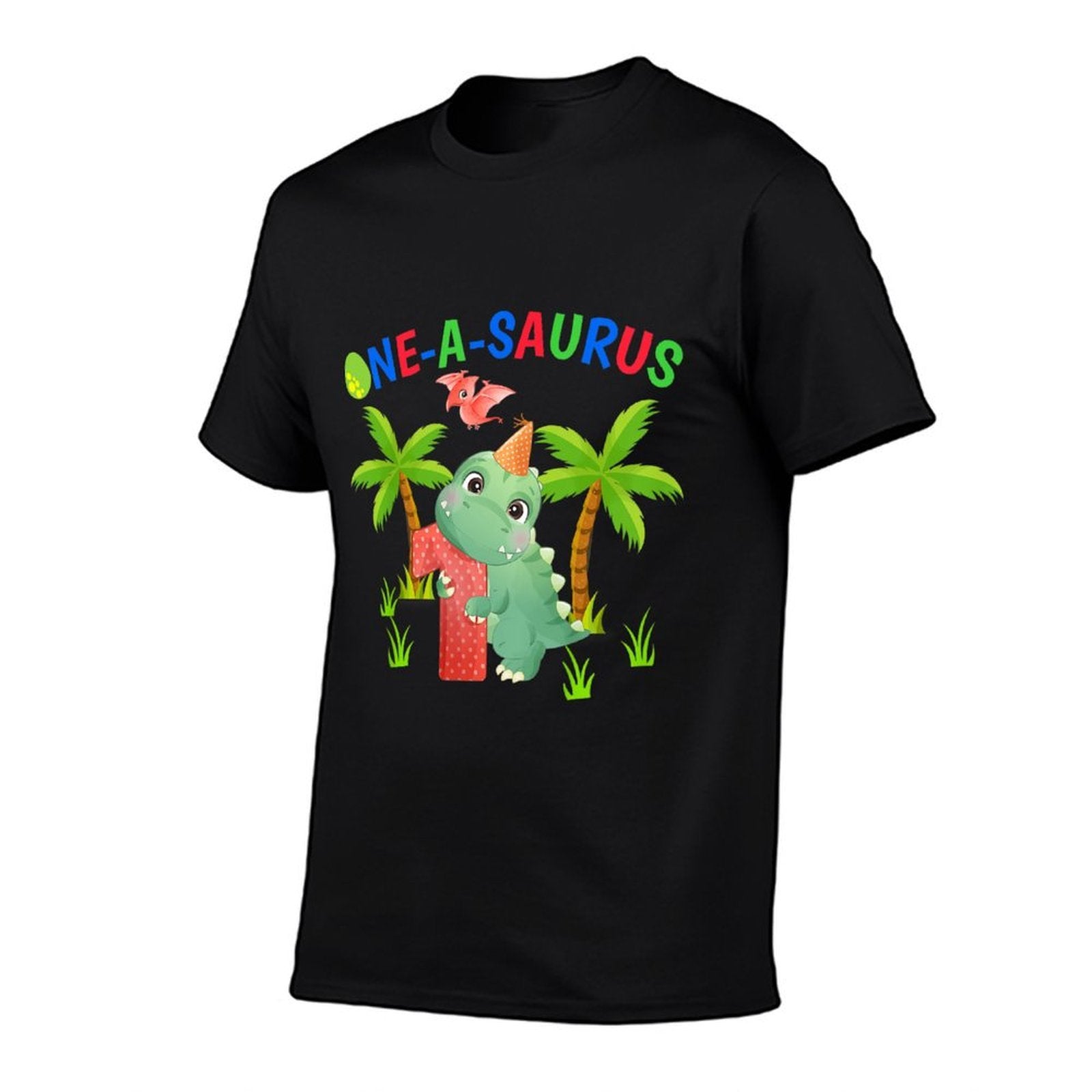 Kids One-A-Saurus 1st The Birthday Boy Dinosaur 1 Year Old  Trendy Pattern T-Shirt