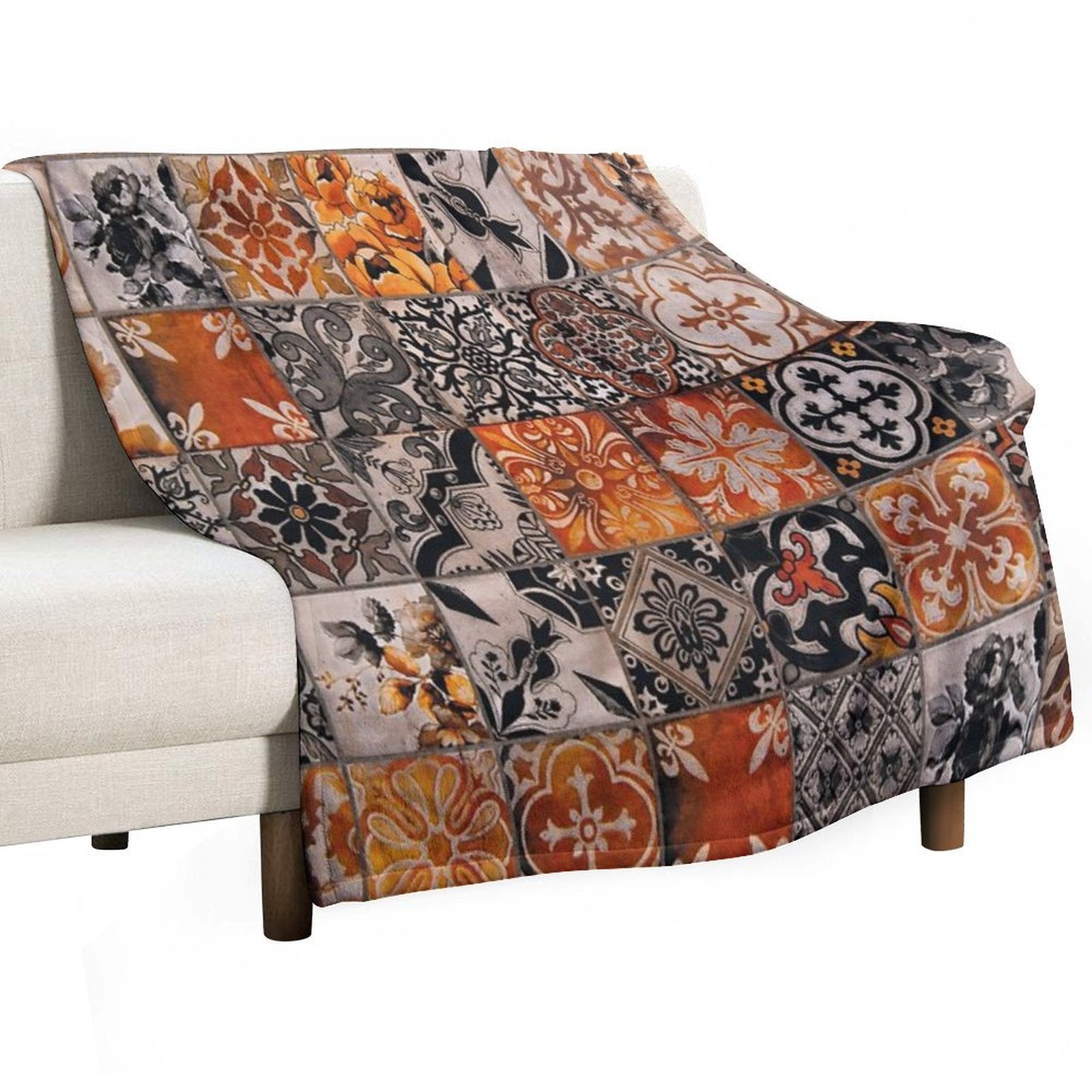 Portuguese Tiles, Decorative Traditional Azulejos Lightweight Throw Blanket
