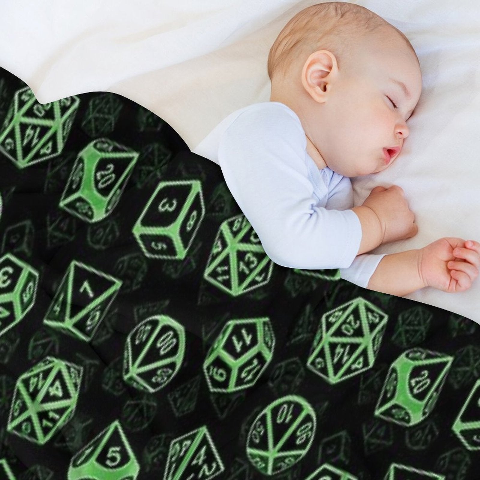 D20 Dice Set Pattern (Green) Gift-ready Throw Blanket