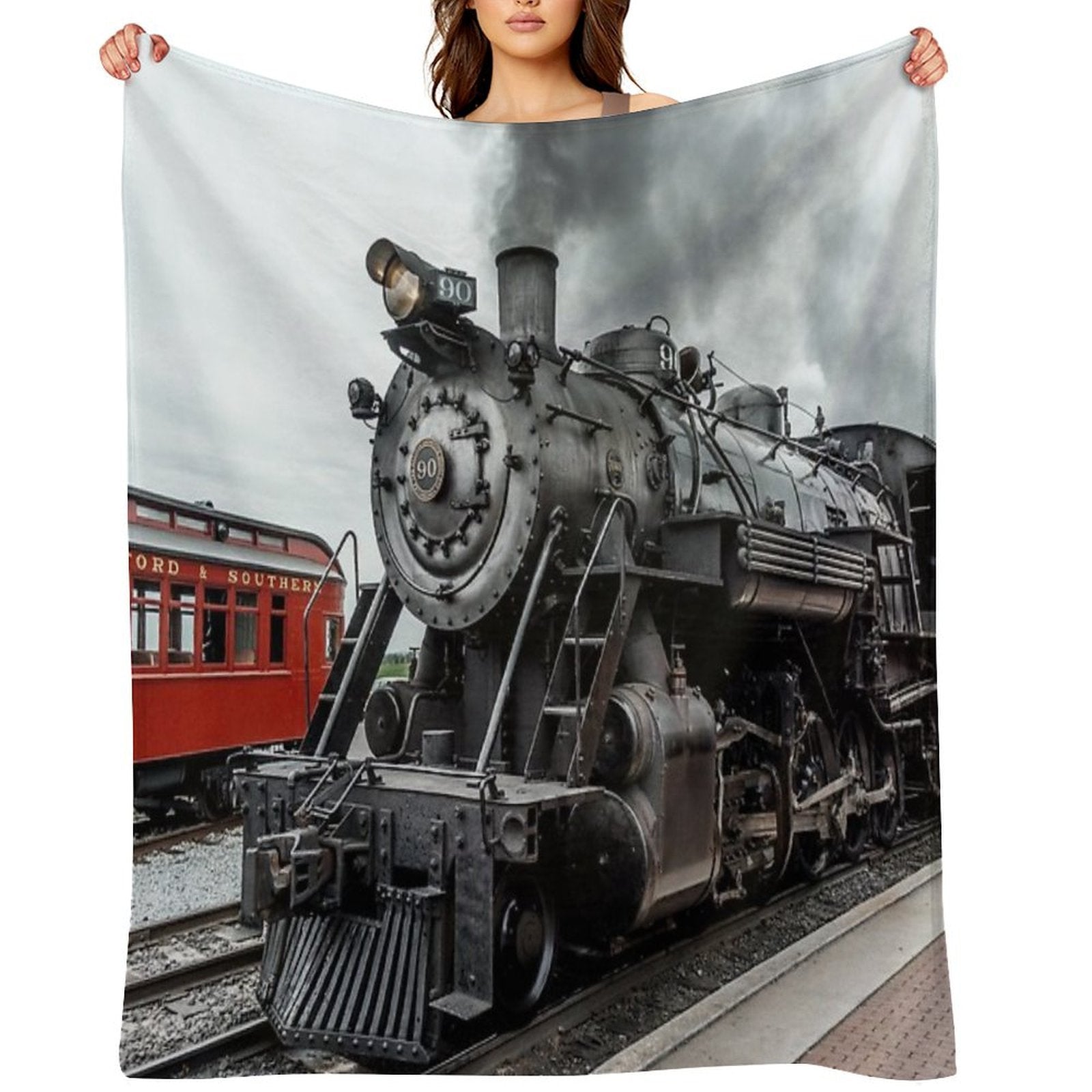Strasburg Locomotive Anti-pilling Throw Blanket