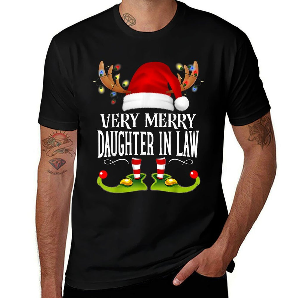 Very Merry X-Mas Daughter in Law Matching Christmas  Trendy Pattern T-Shirt