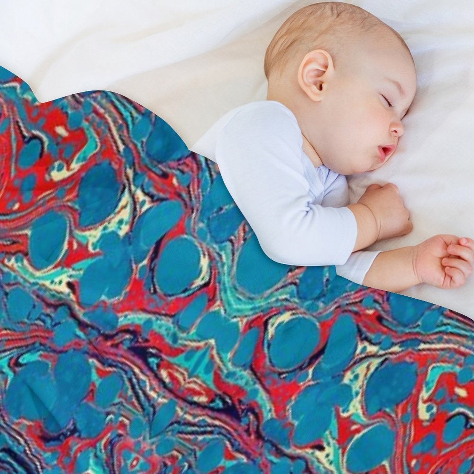 Psychedelic Blue Red Marbled Paper Shrink-resistant Throw Blanket