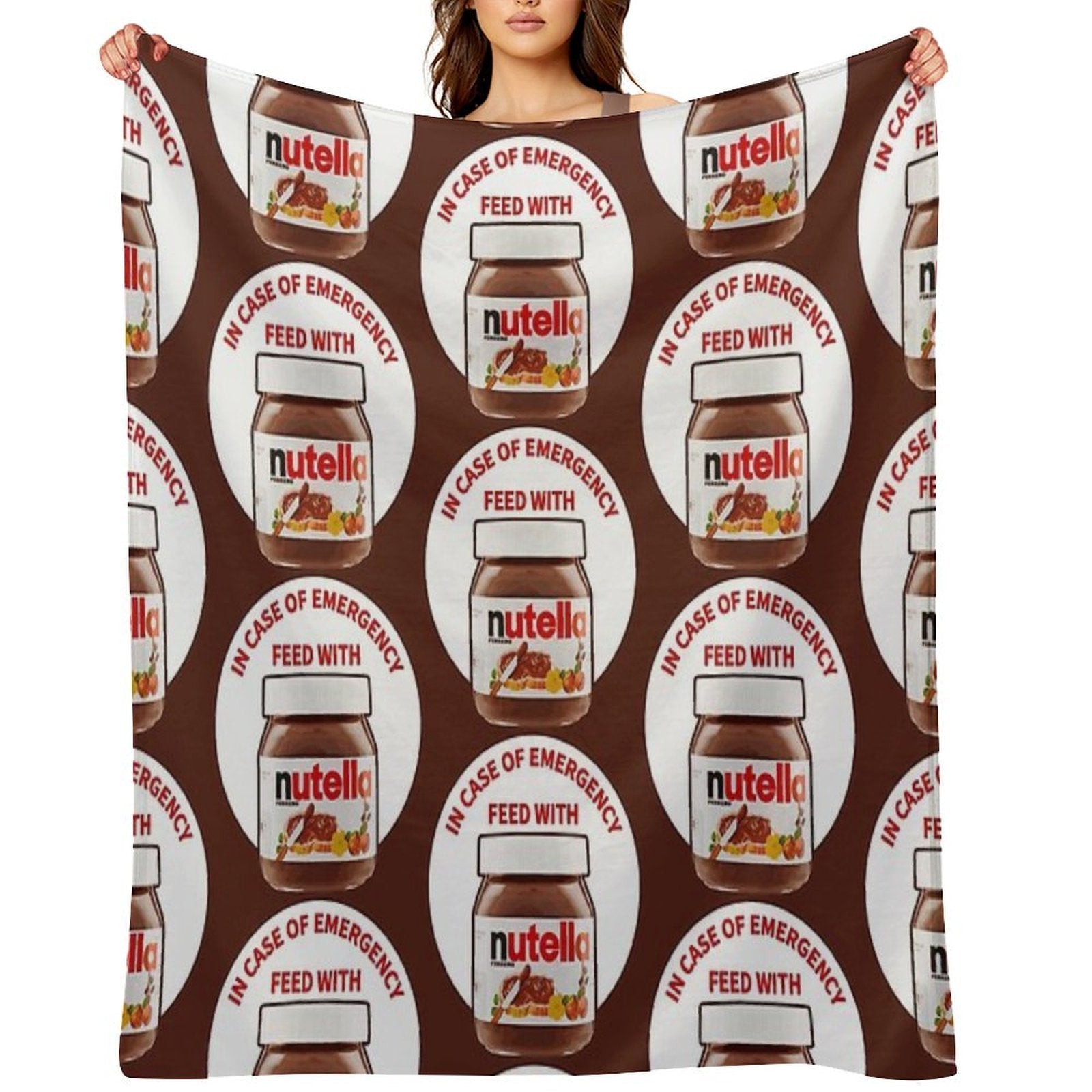 In Case Of Emergency Feed With Nutella Wrinkle-free Throw Blanket