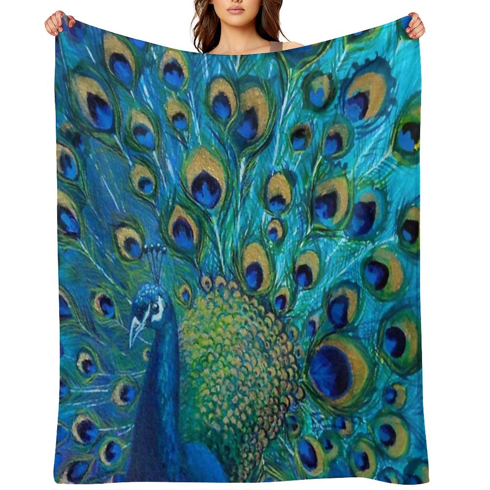 Peacock Full Glory 2 Machine-washable Throw Blanket