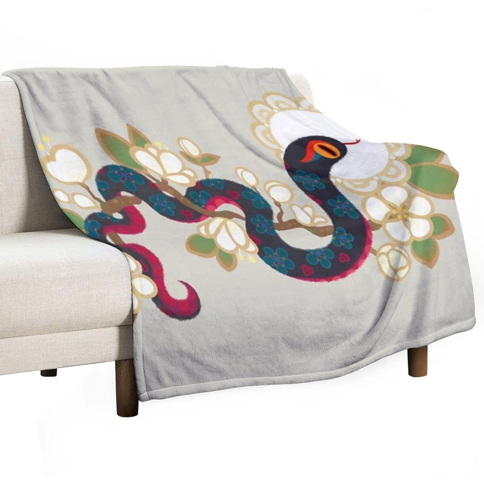 Snake And Flowers 2 Comfort Throw Blanket