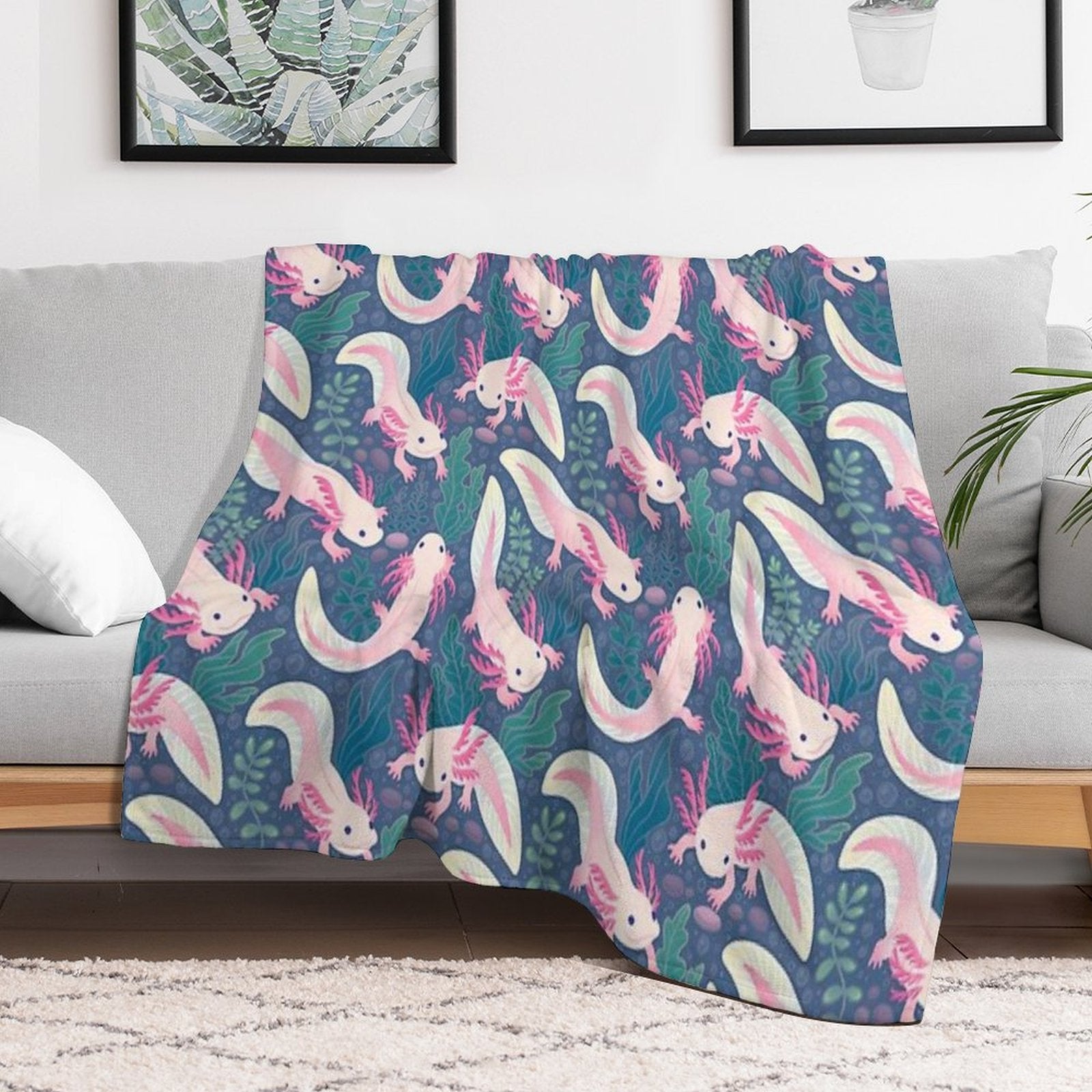 Axolotls Machine-washable Throw Blanket