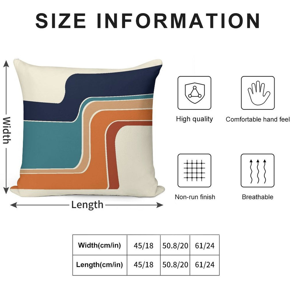 Retro Zig Zag Stripes Orange Rust Blue Soft Washable Throw Pillow