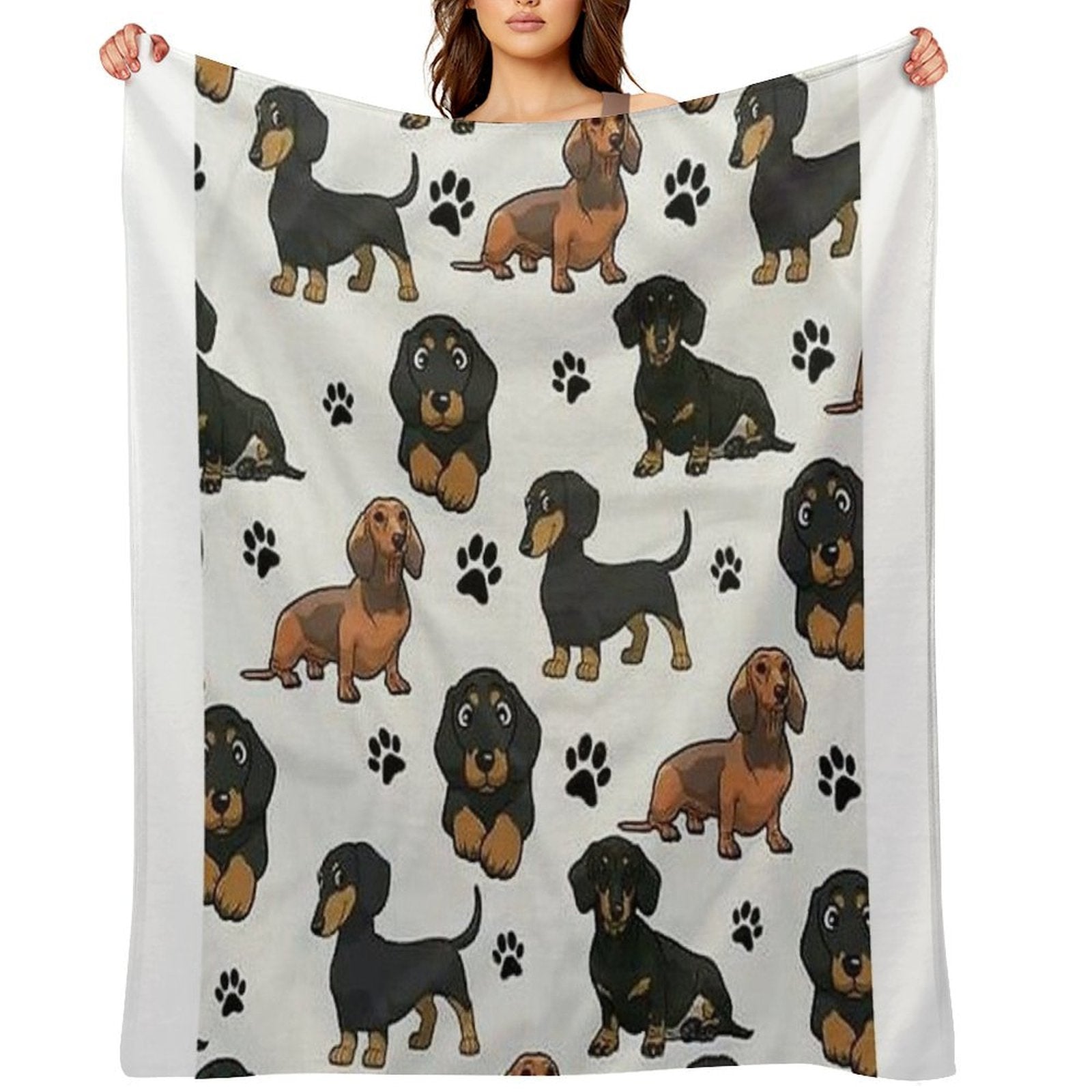 Dachshund Dog Cartoons Cute Travel-friendly Throw Blanket