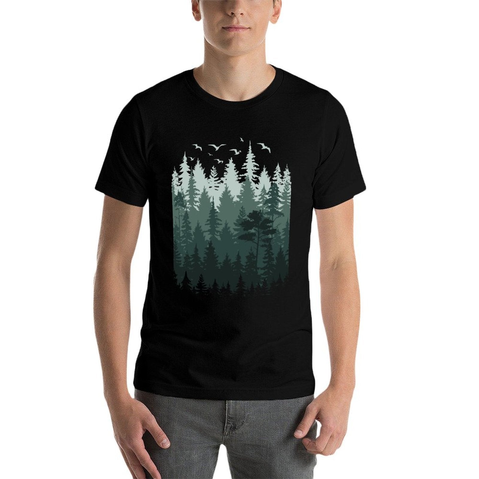 Vintage Forest Trees Wildlife Nature  Tagless Design T-Shirt